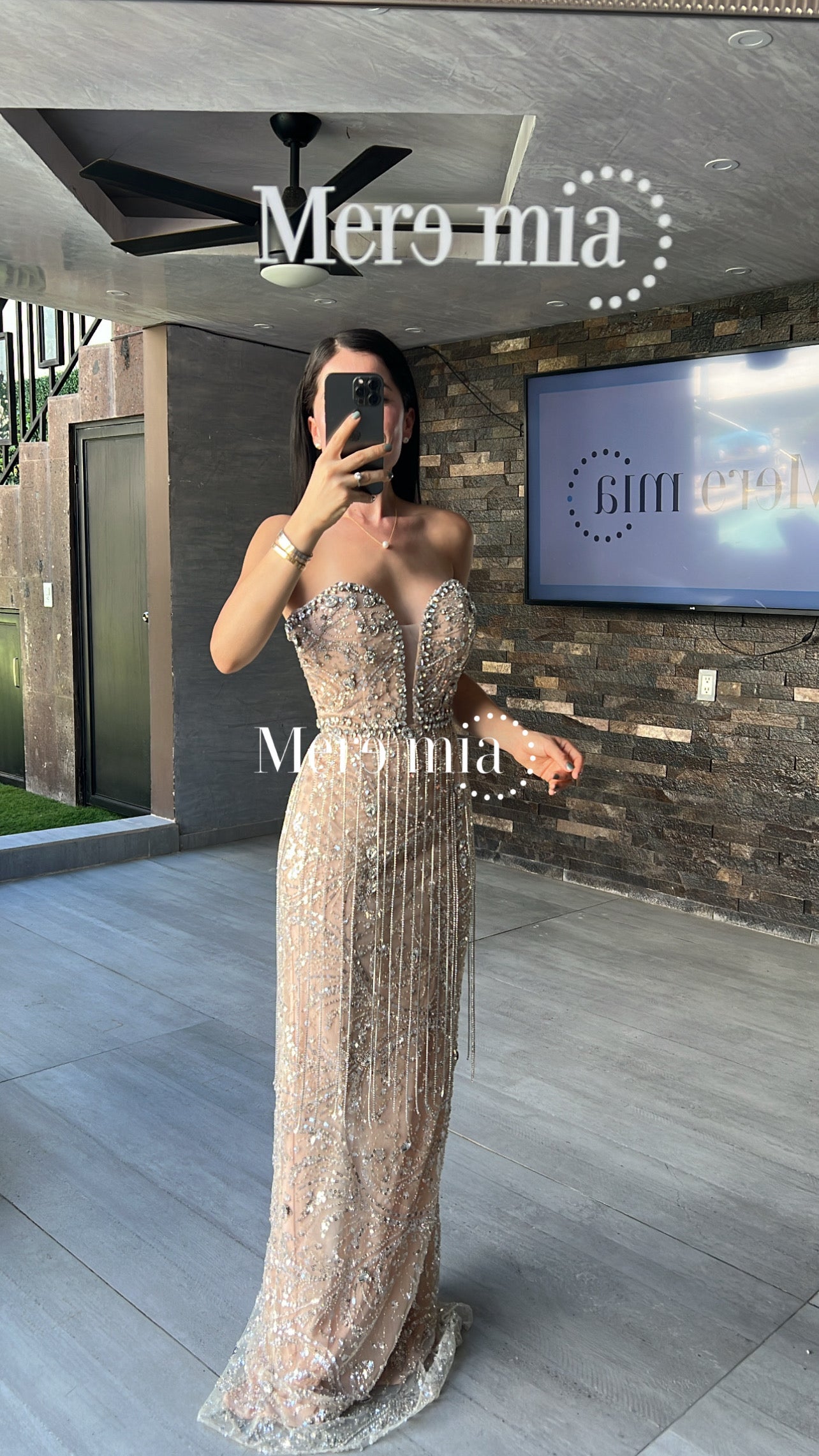 Vestido plata nude