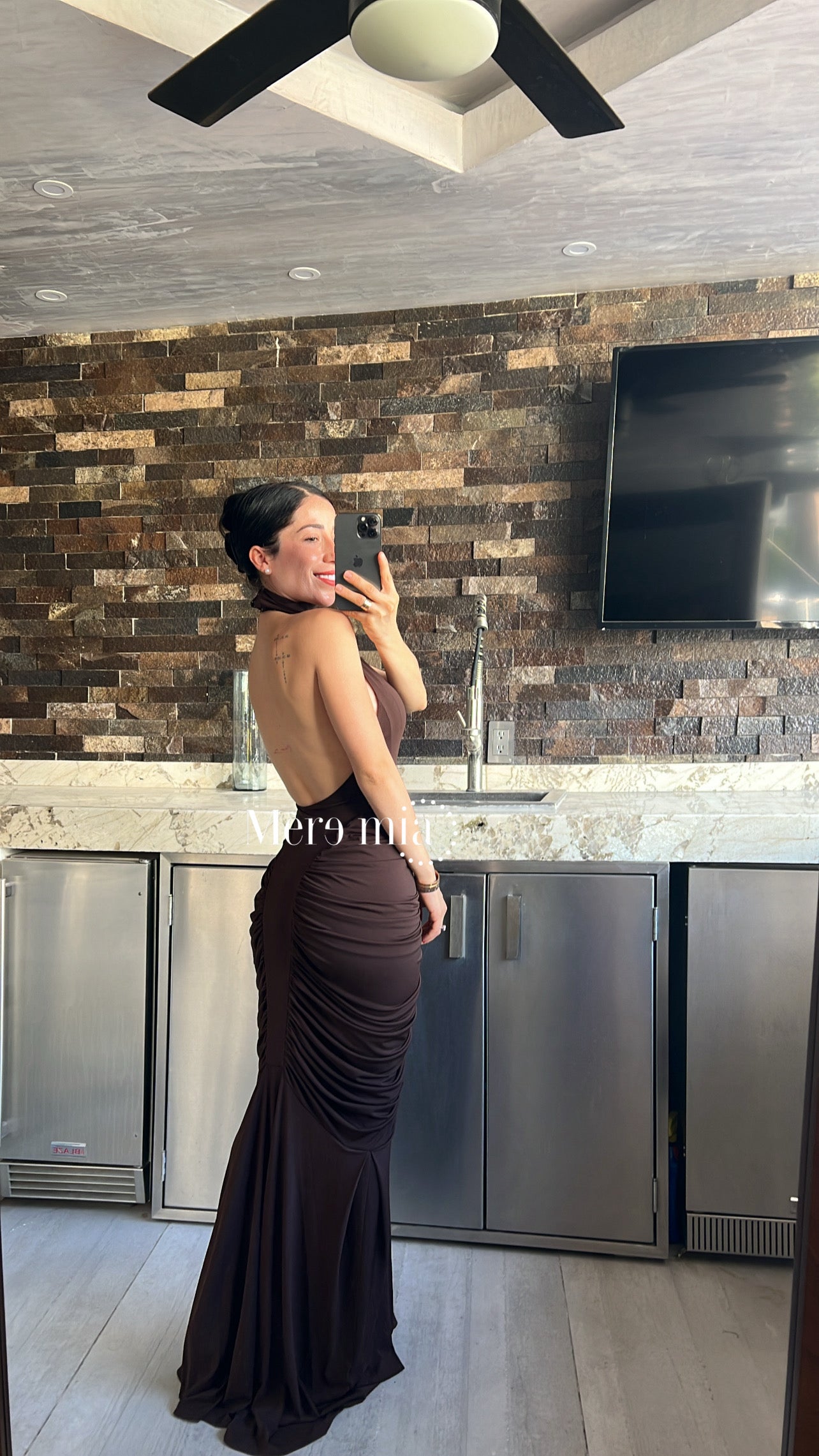 Vestido halter plisado lados