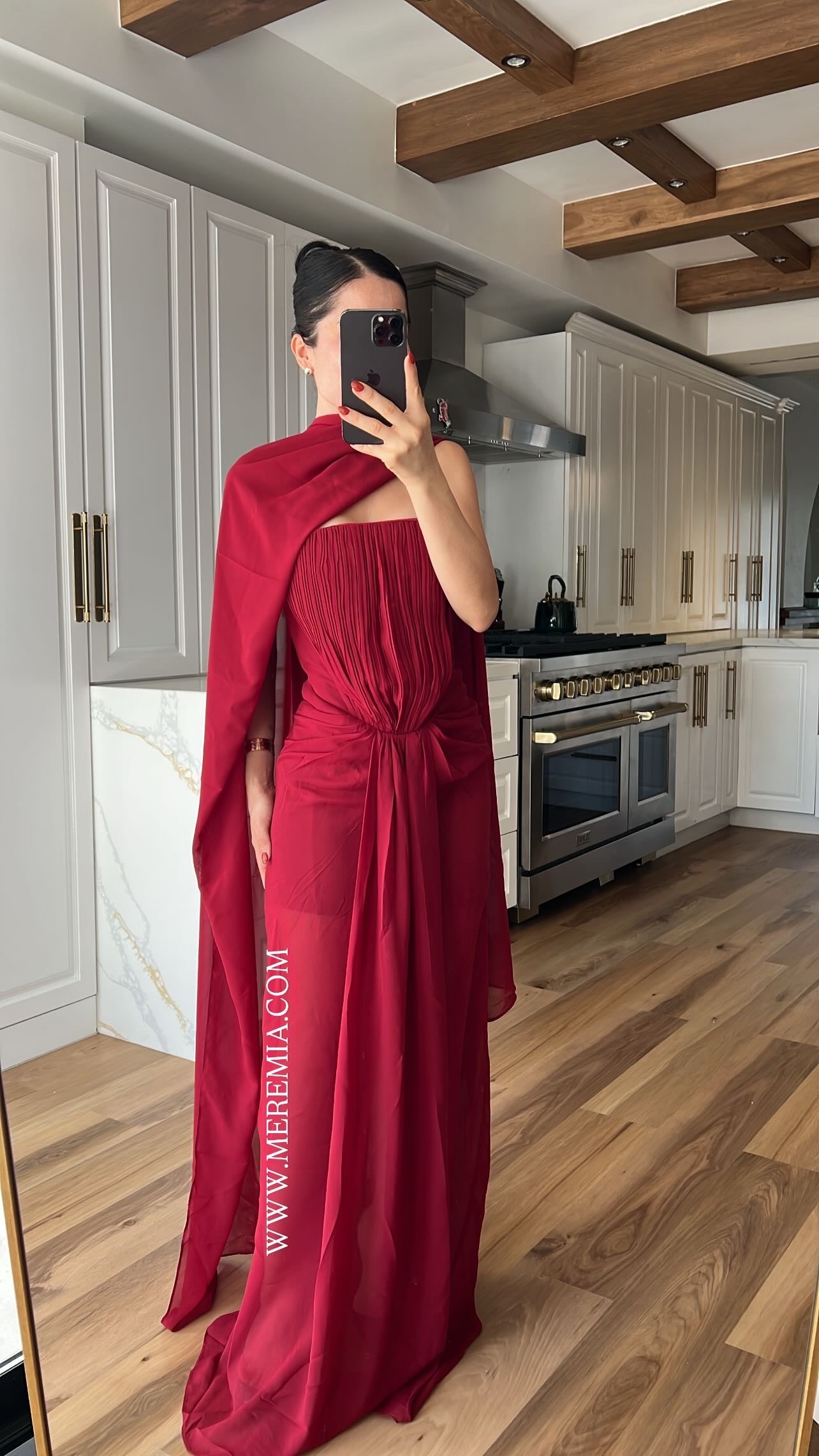 Vestido plisado estola largo