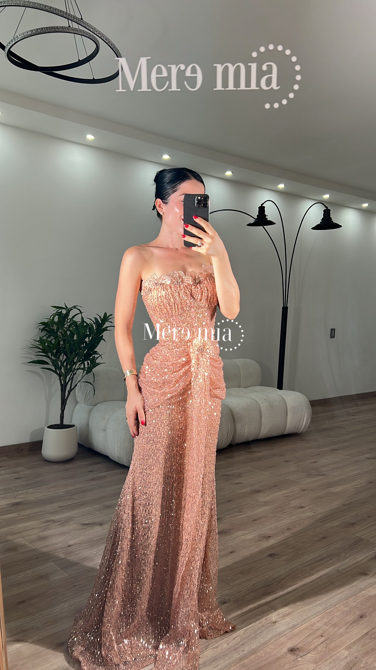 Vestido rose gold lentejuelas
