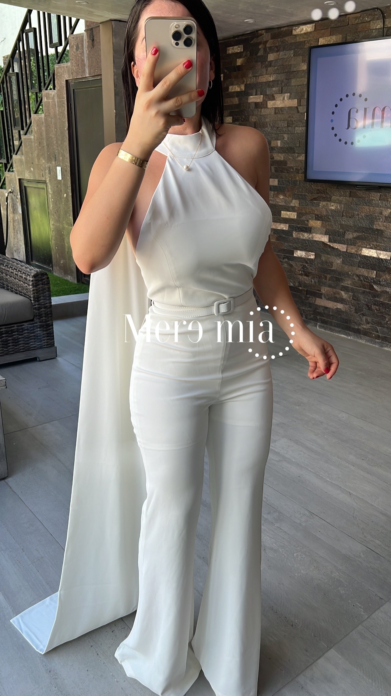 Jumpsuit blanco cinto