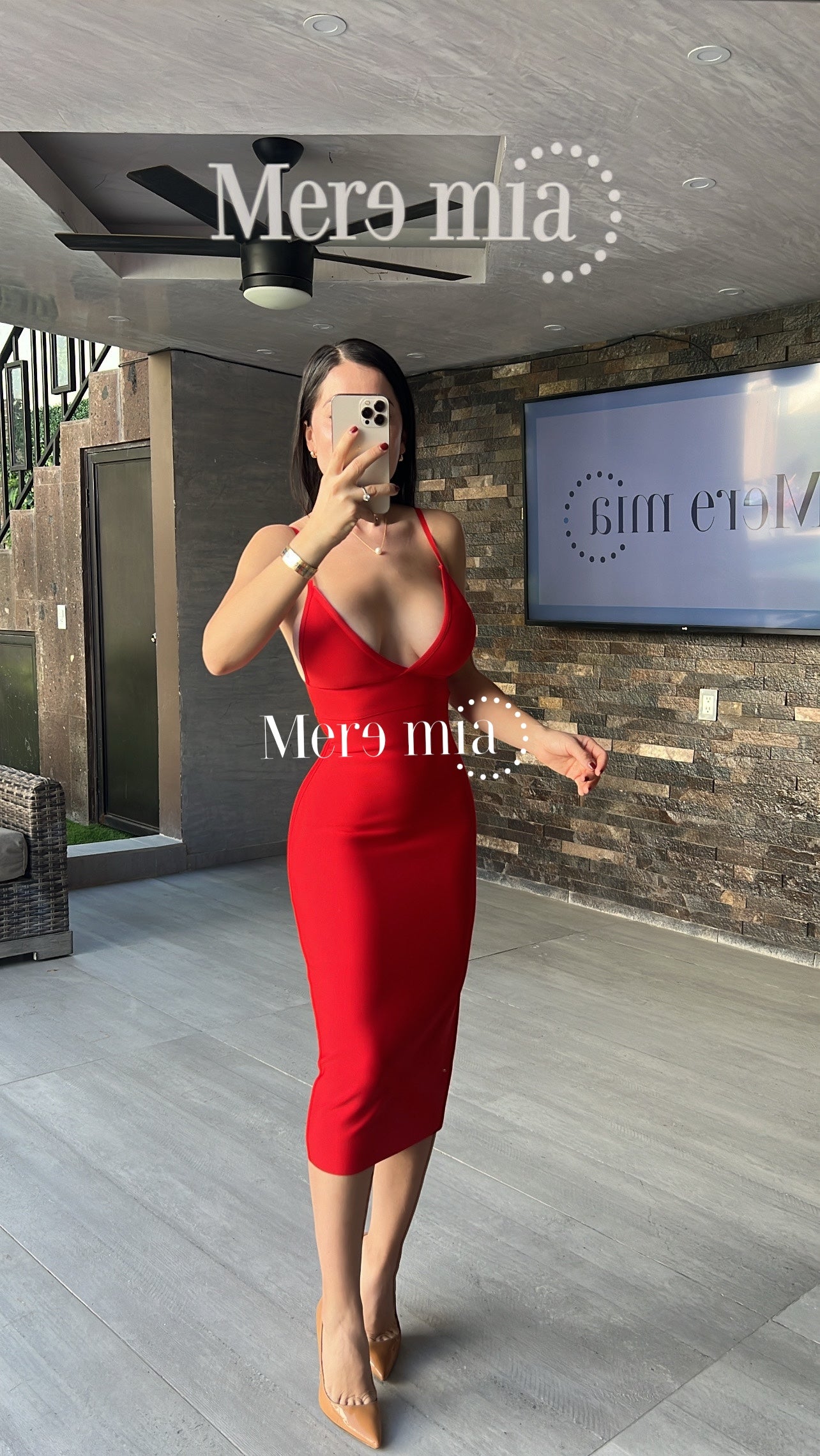 Vestido rojo  midi liso