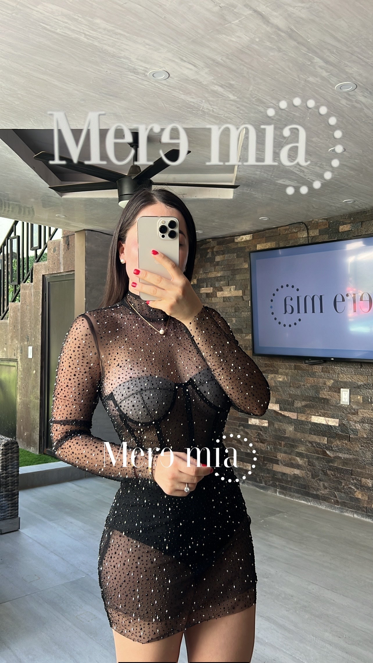 Vestido negro malla punt