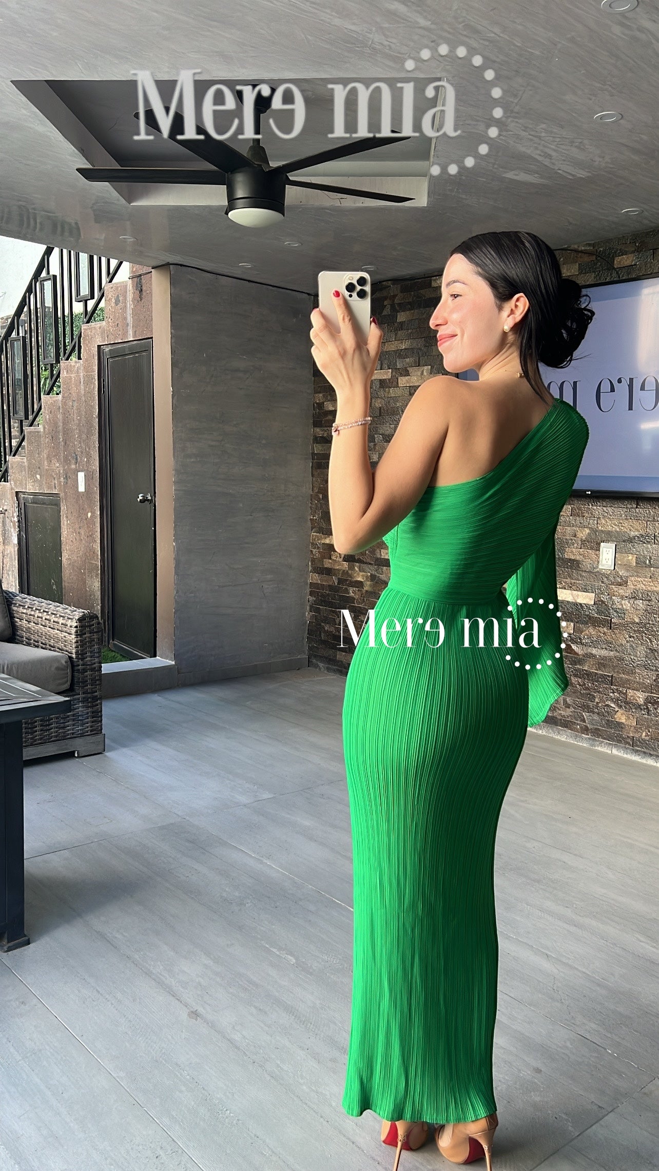 Vestido verde plisado esc