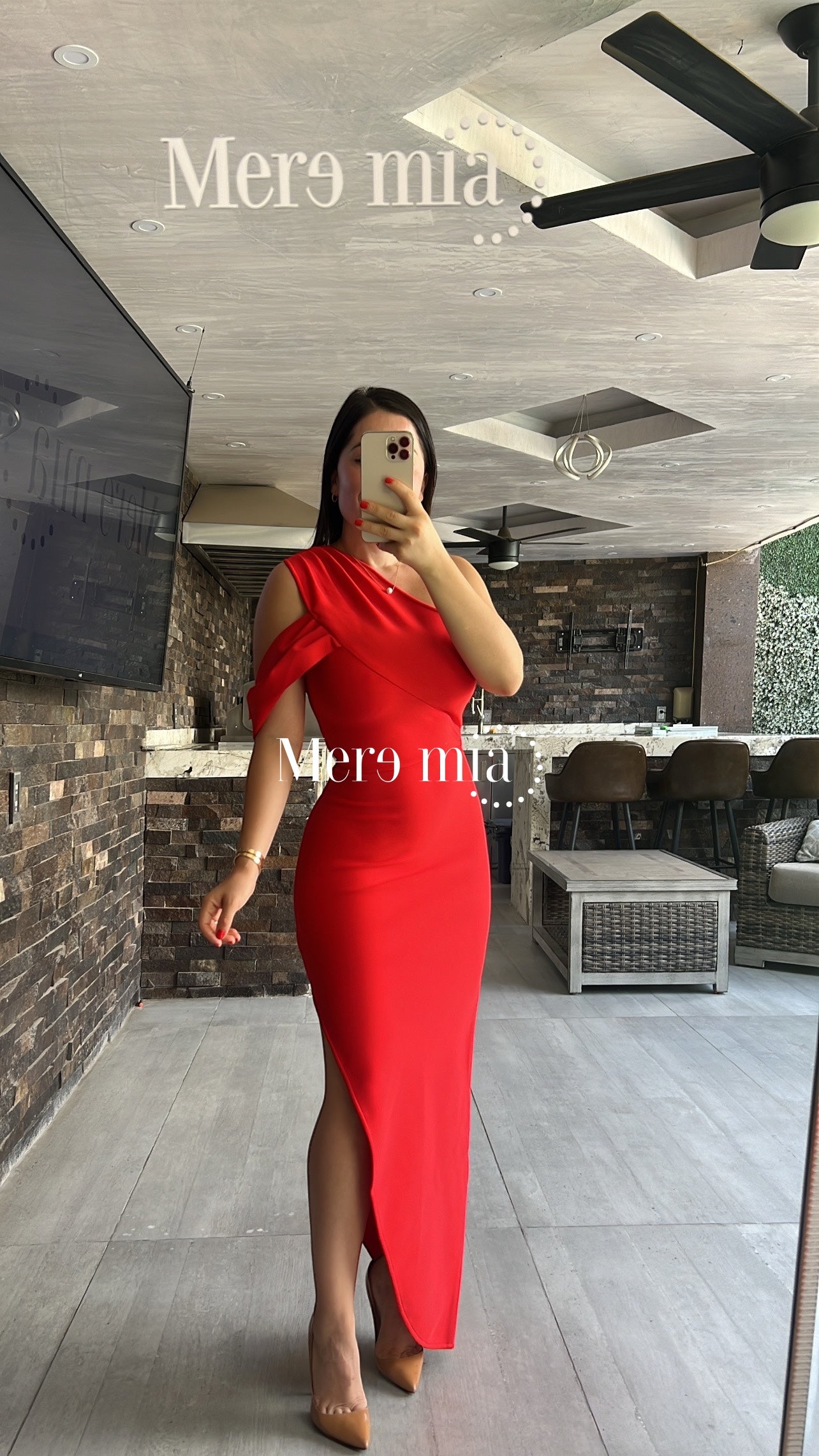 Vestido rojo hombro