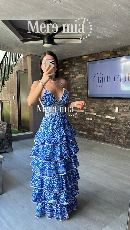 Vestido azul olanes v