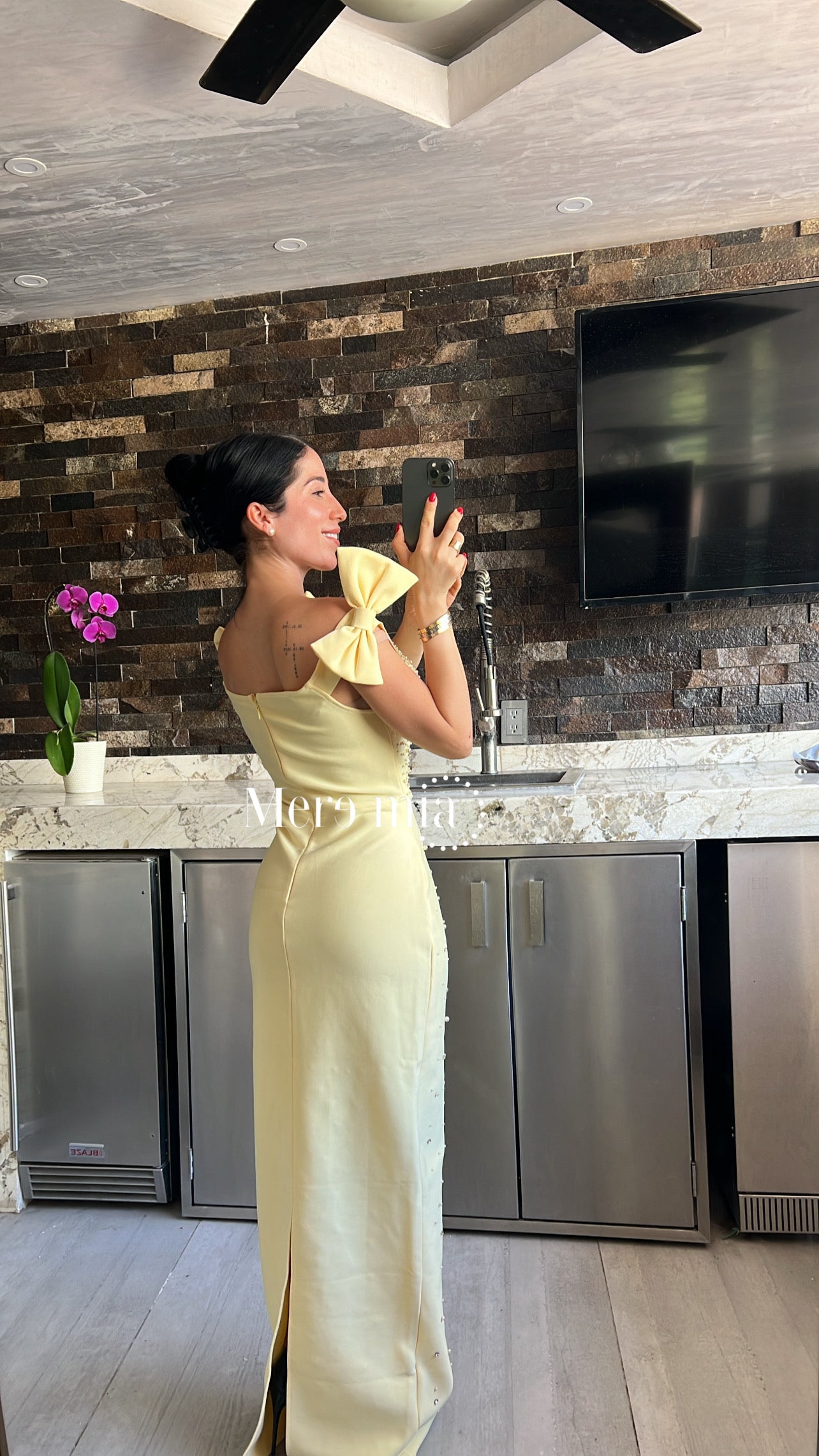 Vestido moños perlas