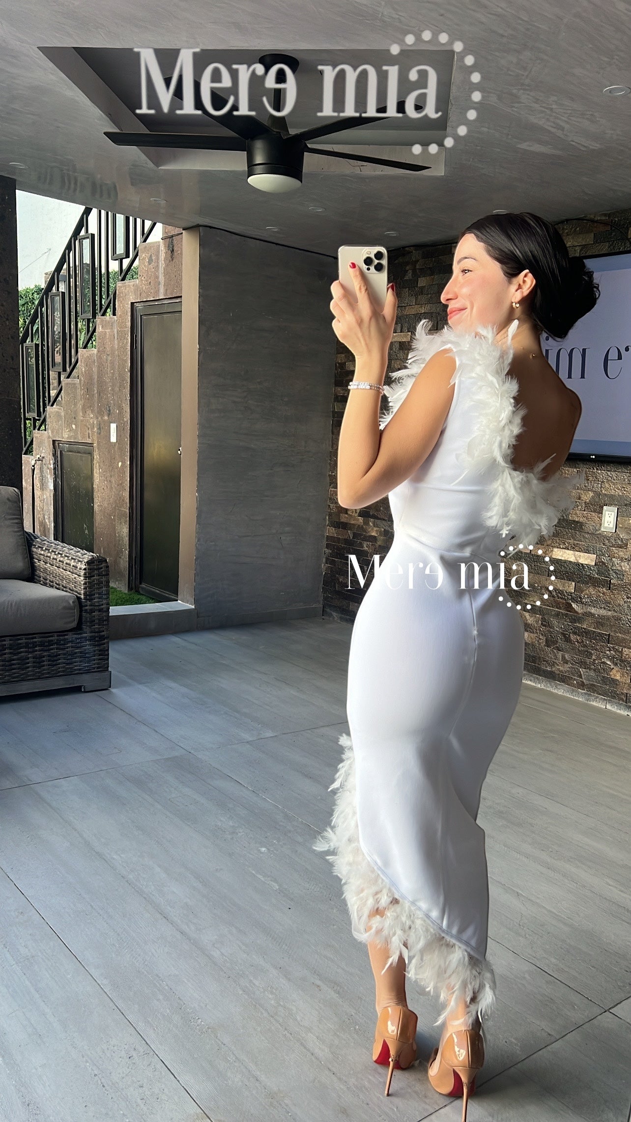 Vestido plumas blanco