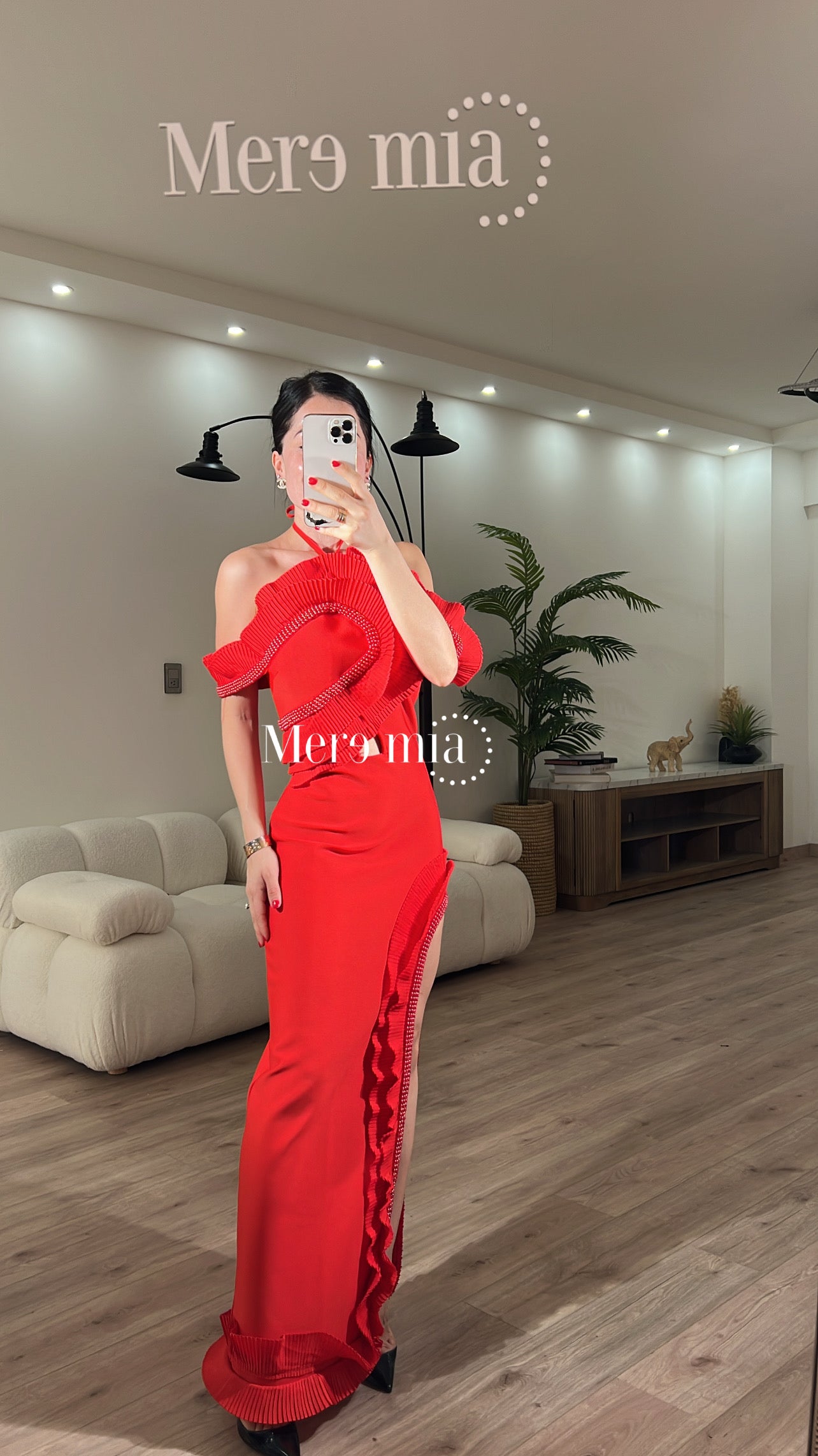 Vestido rojo corr largo