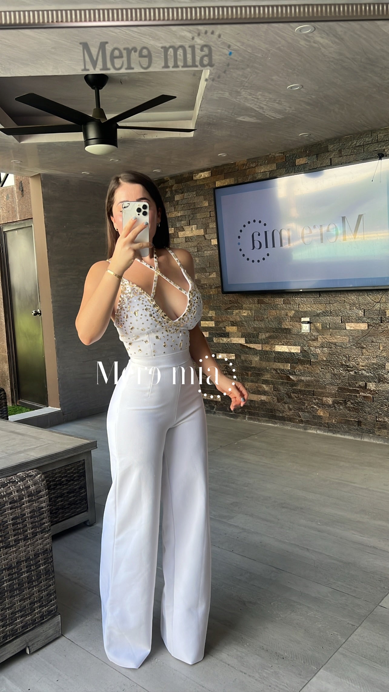 Jumpsuit blanco dorado