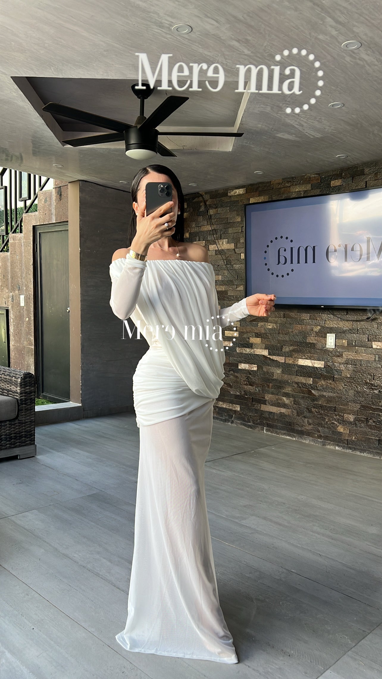 Vestido plisado malla hombros