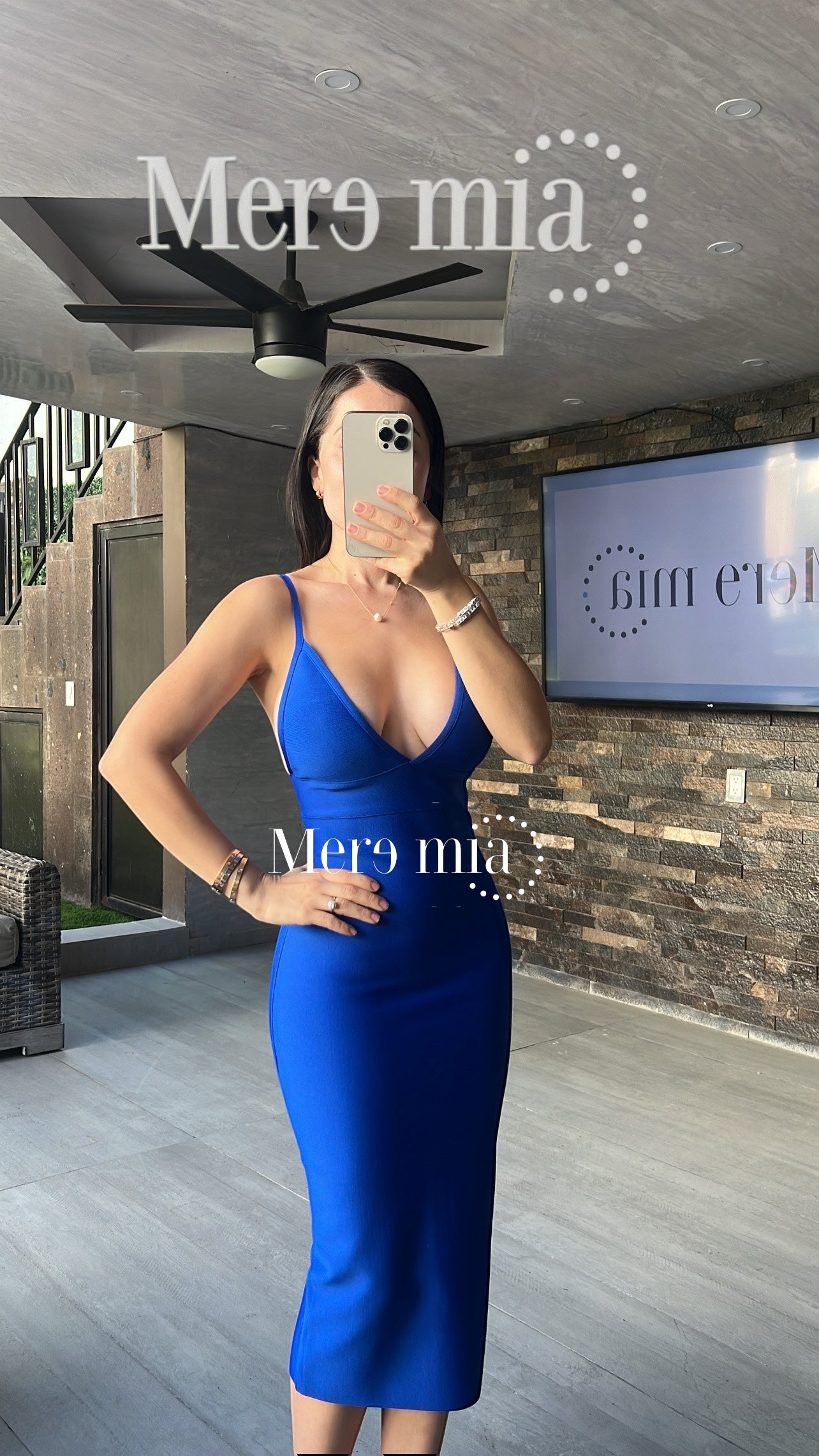 Vestido azul midi liso