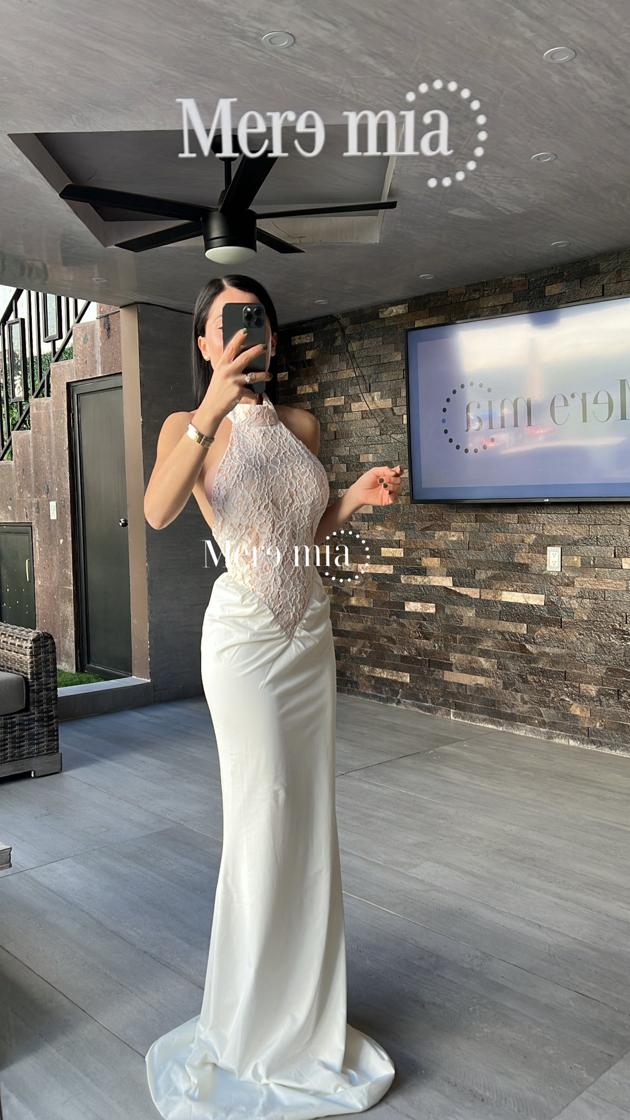 Vestido blanco encaje cuello