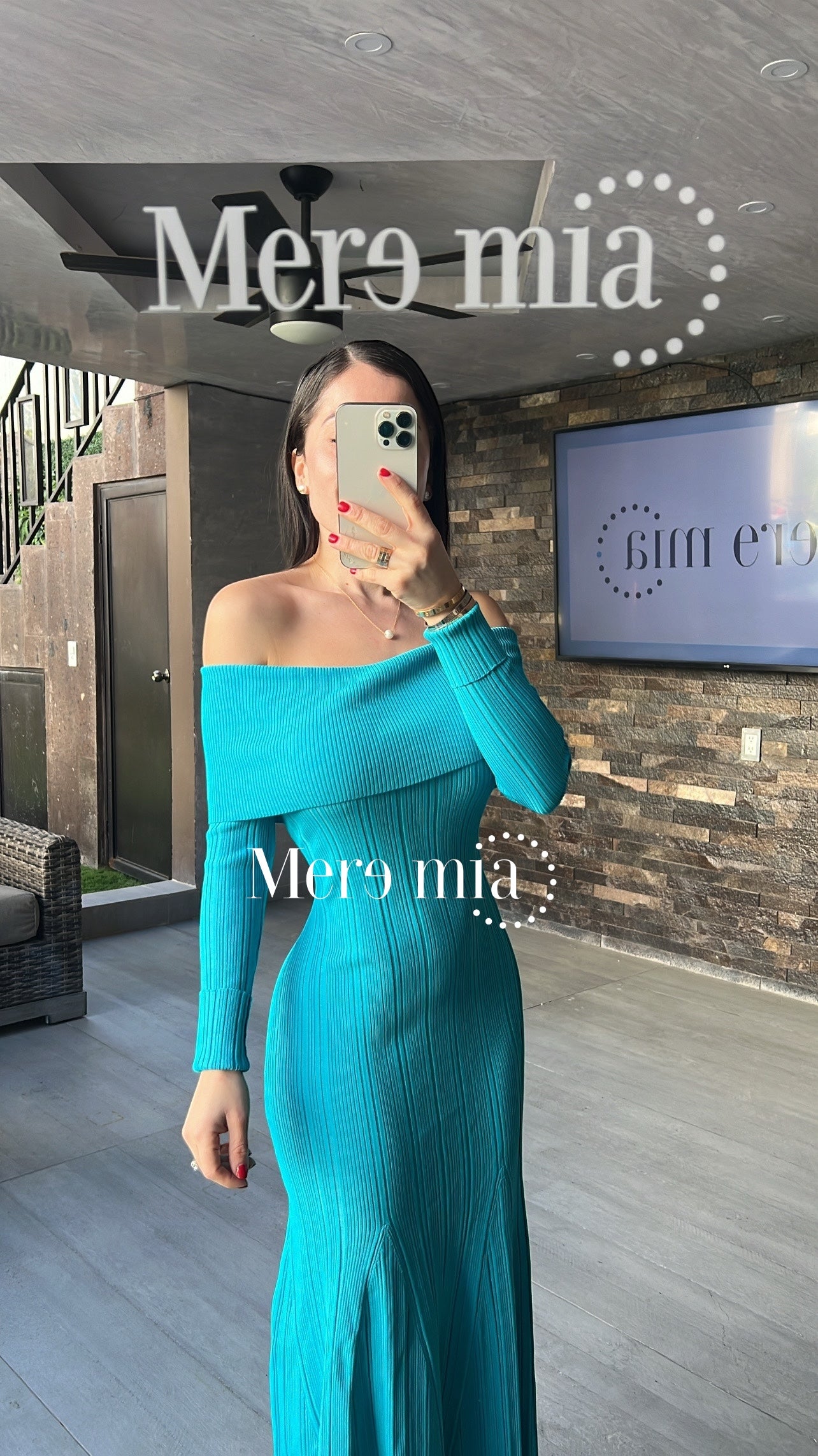 Vestido azul ml largo