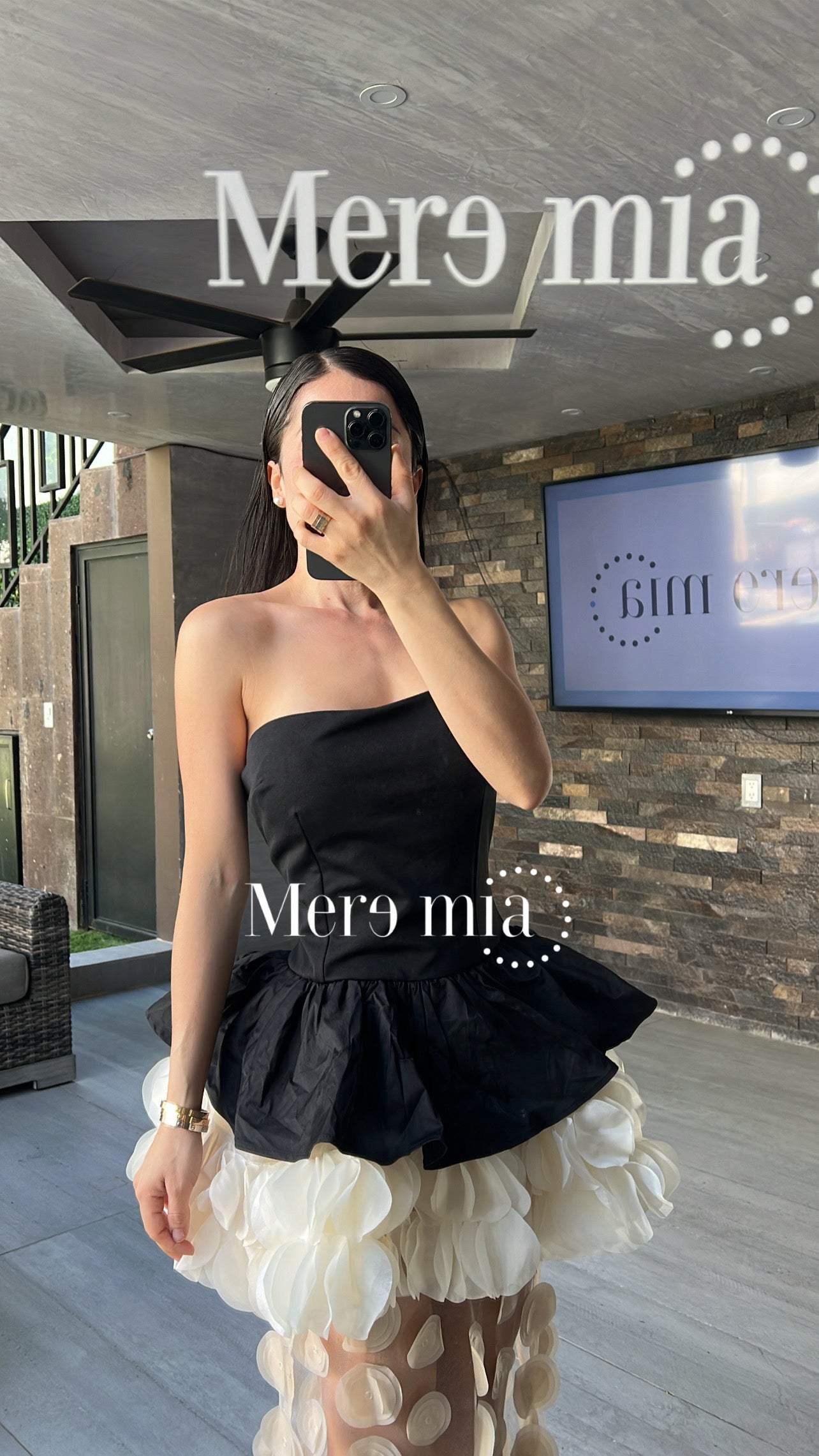 Vestido largo olanes bolas