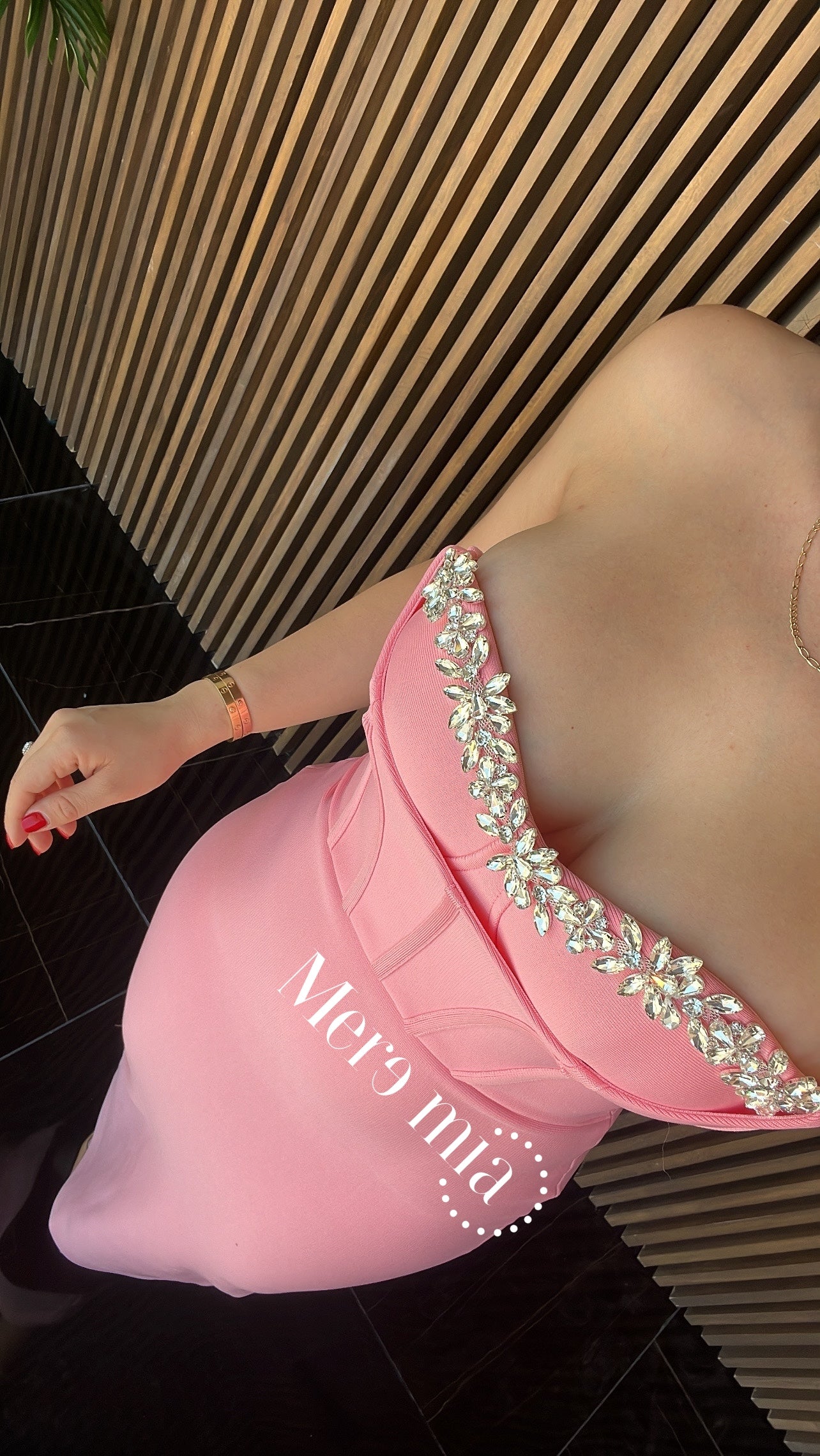 Vestido rosa strapp plata