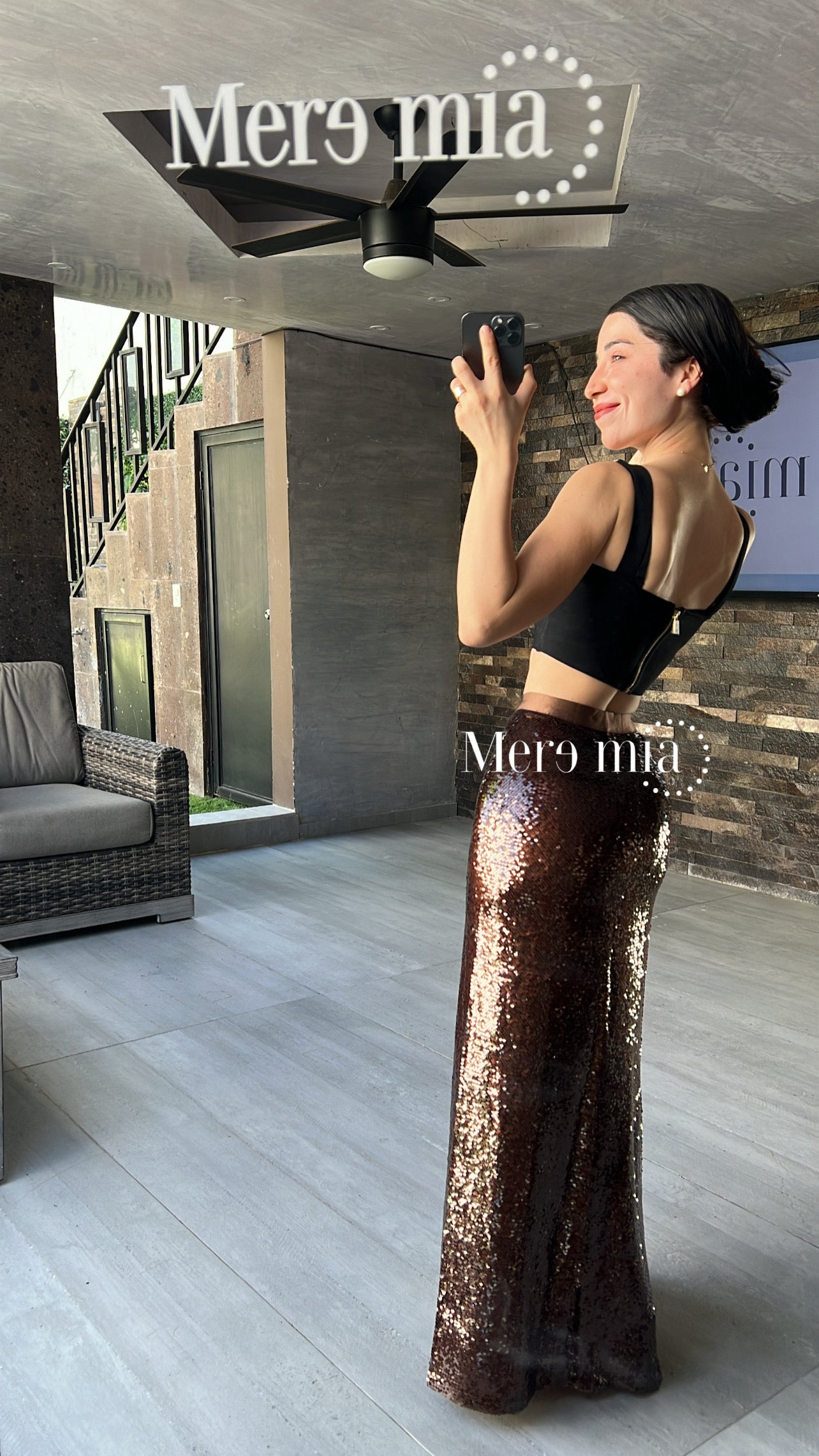 Falda lentejuelas cintura