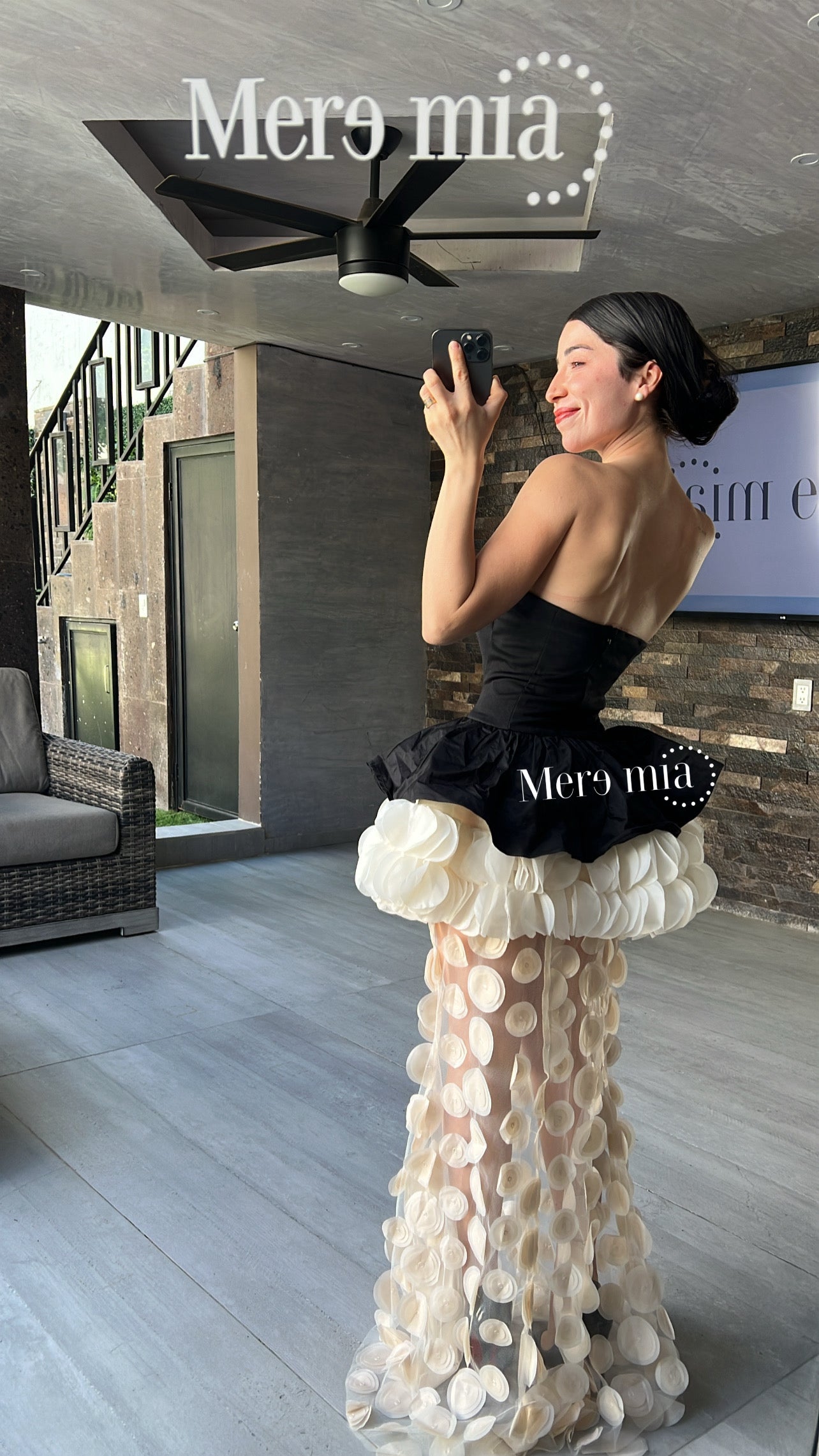 Vestido largo olanes bolas