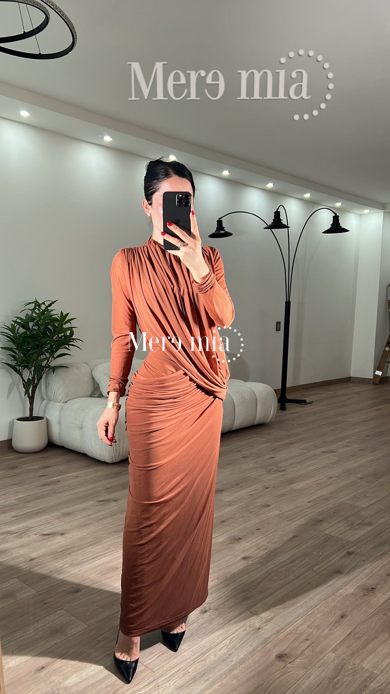 Vestido estola plisada