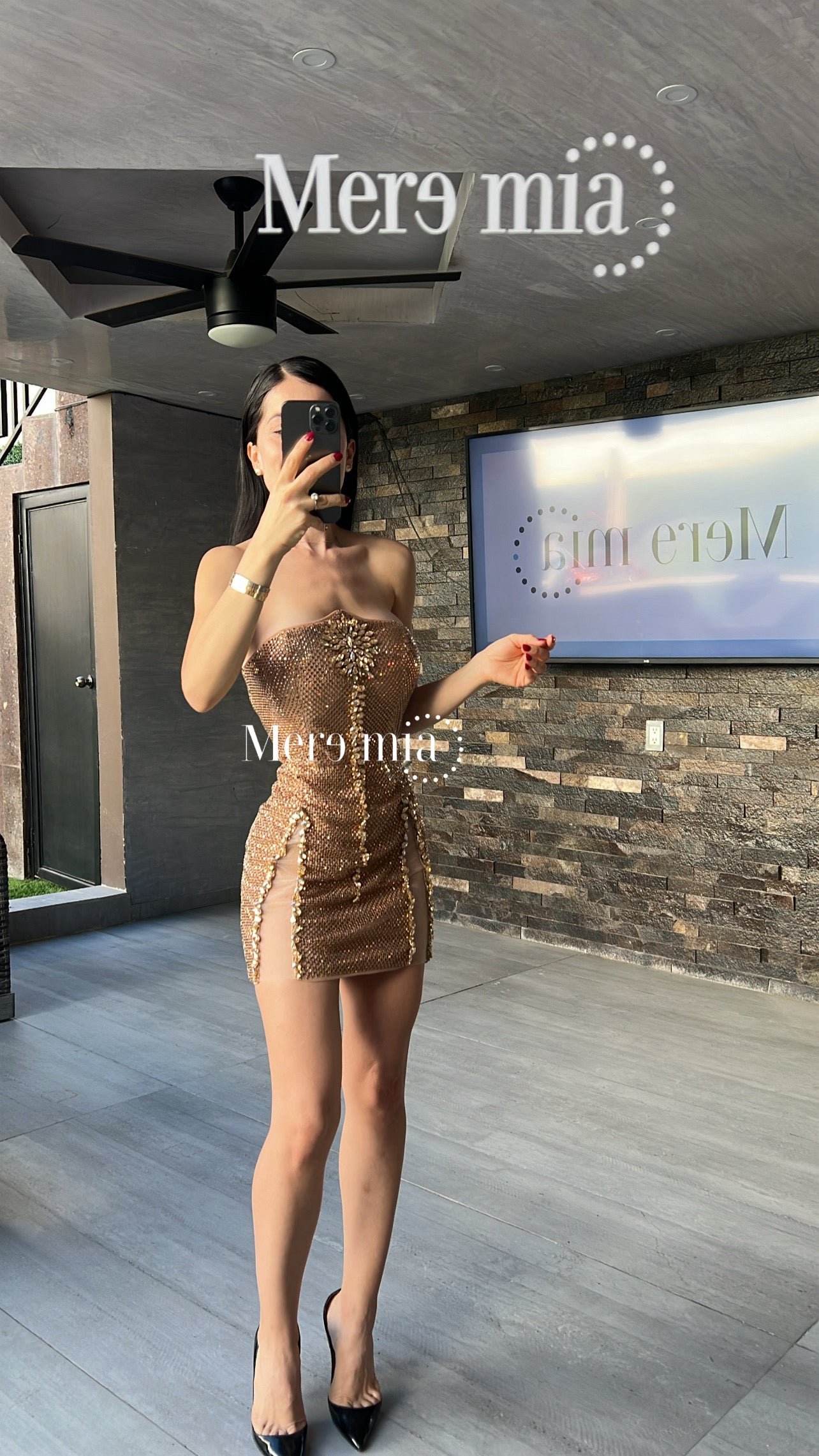 Vestido cobre apl corto