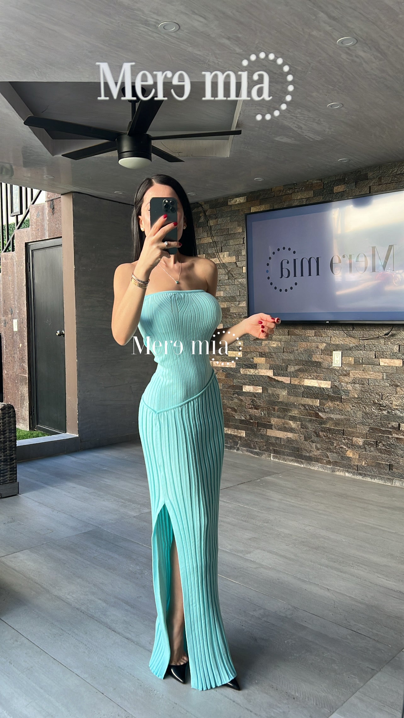 Vestido Aqua liso rayas