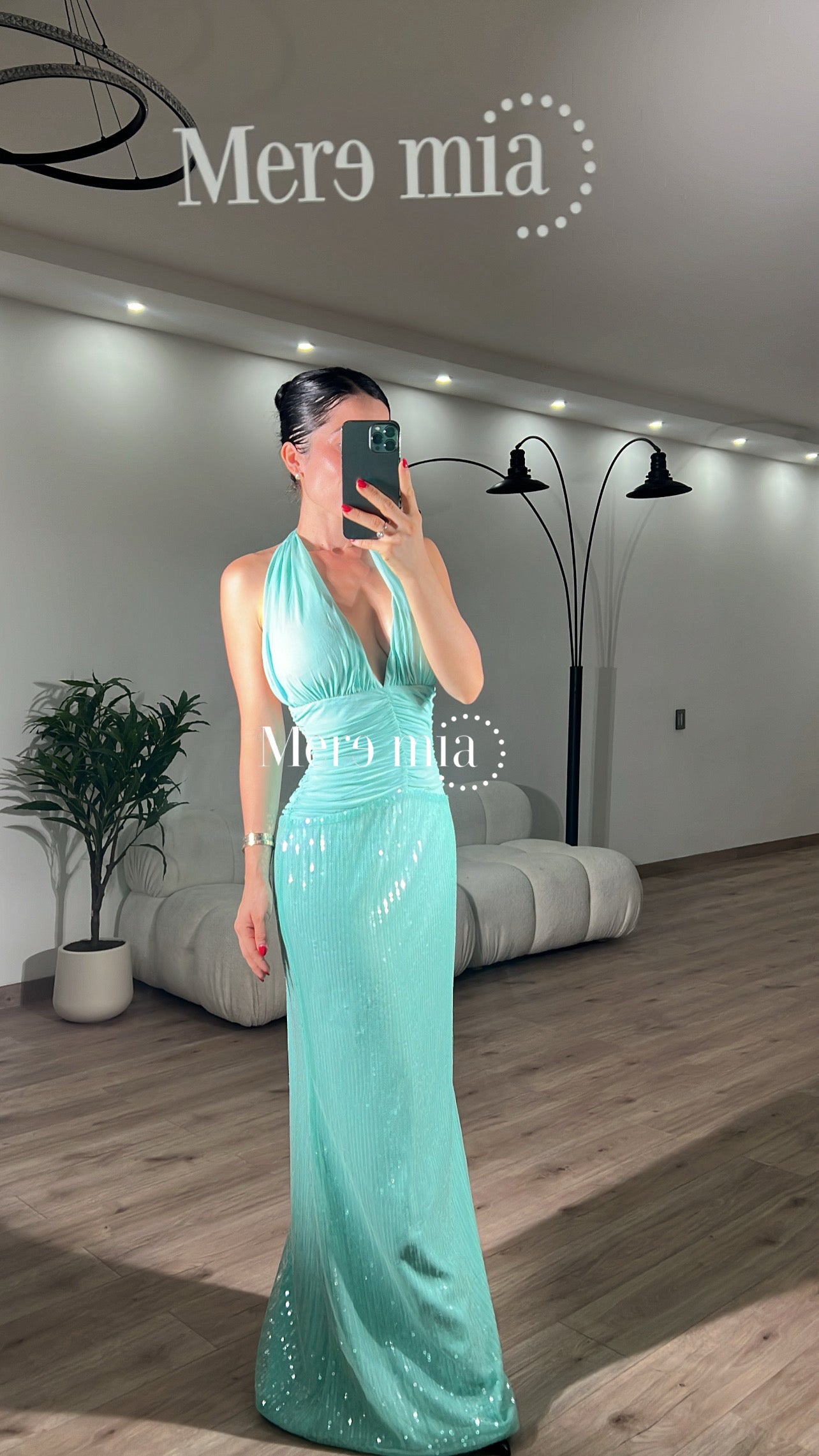 Vestido menta halter v