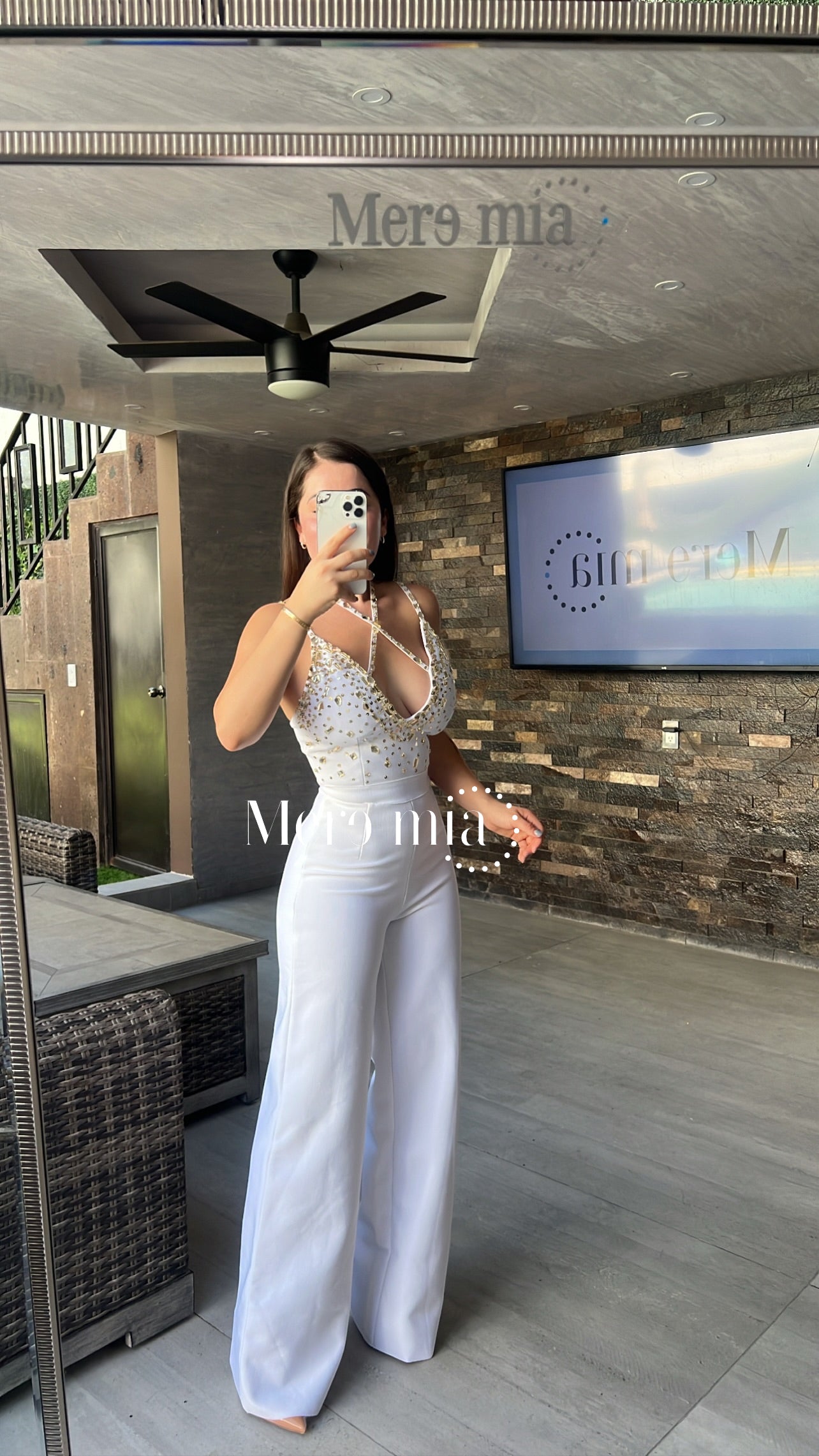 Jumpsuit blanco dorado