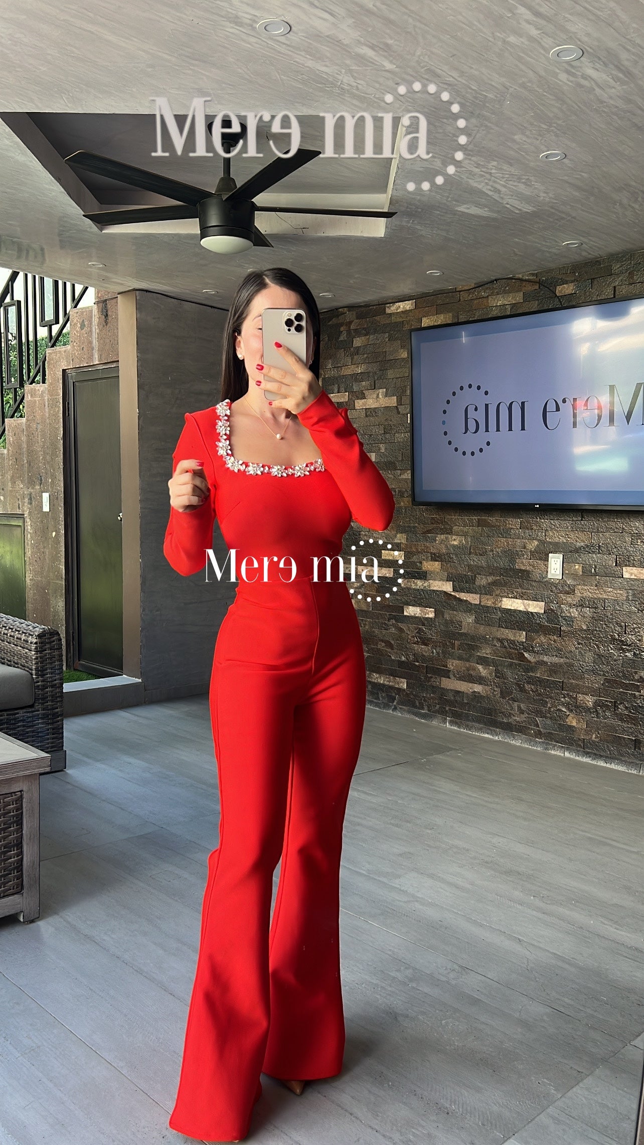 Jumpsuit rojo plata