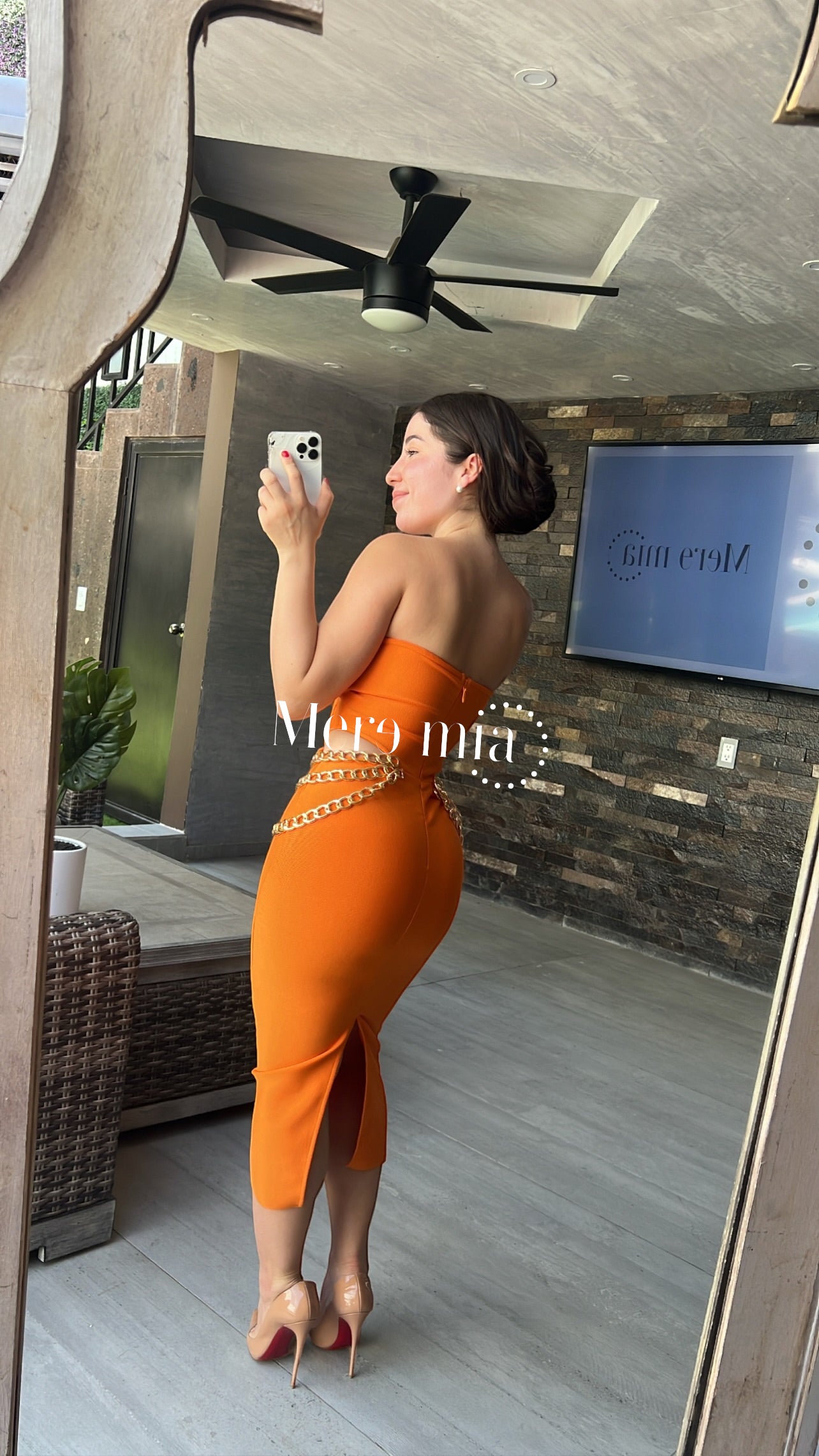 Vestido naranja strapples