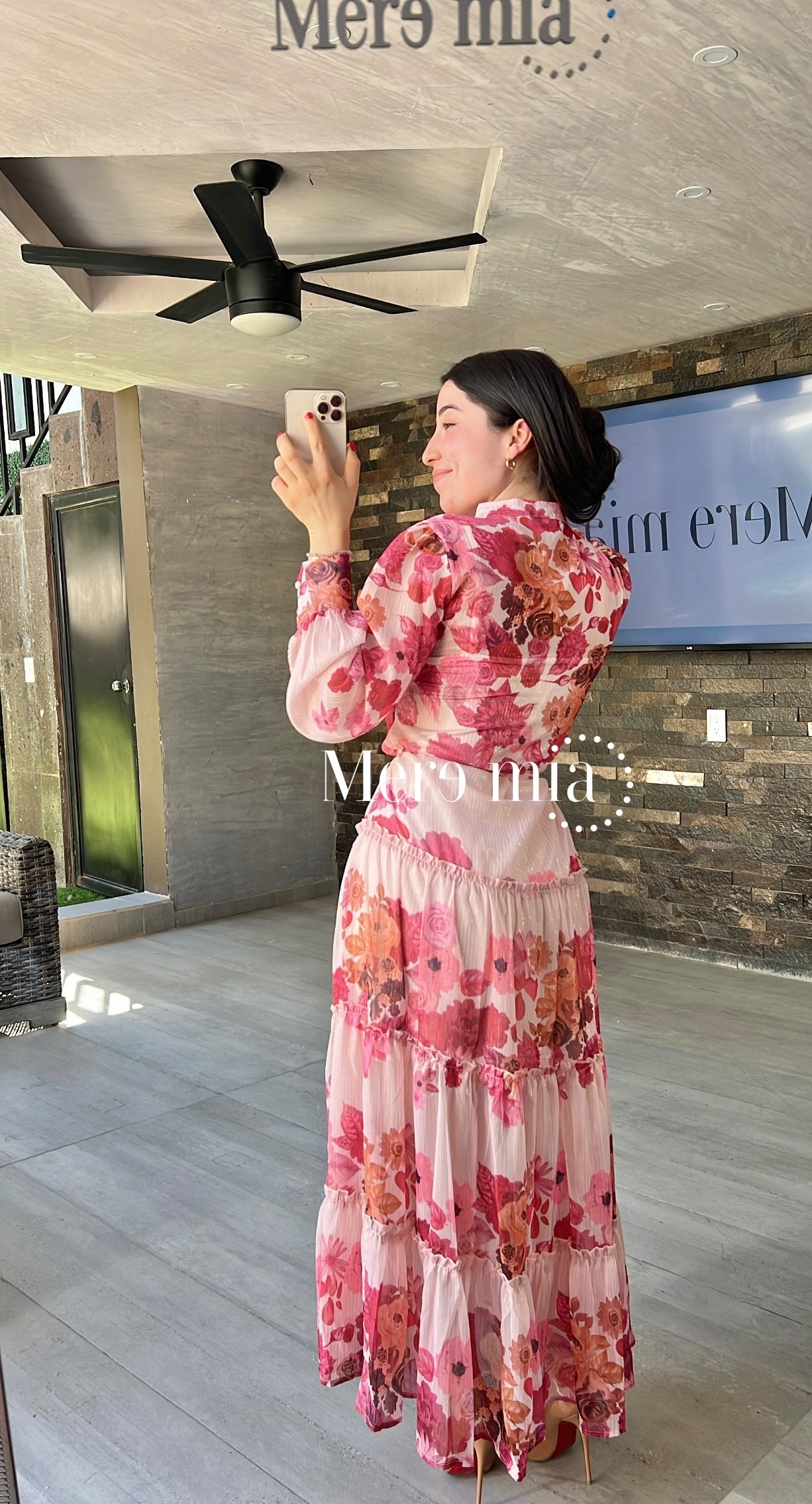 Vestido rosa flores ml