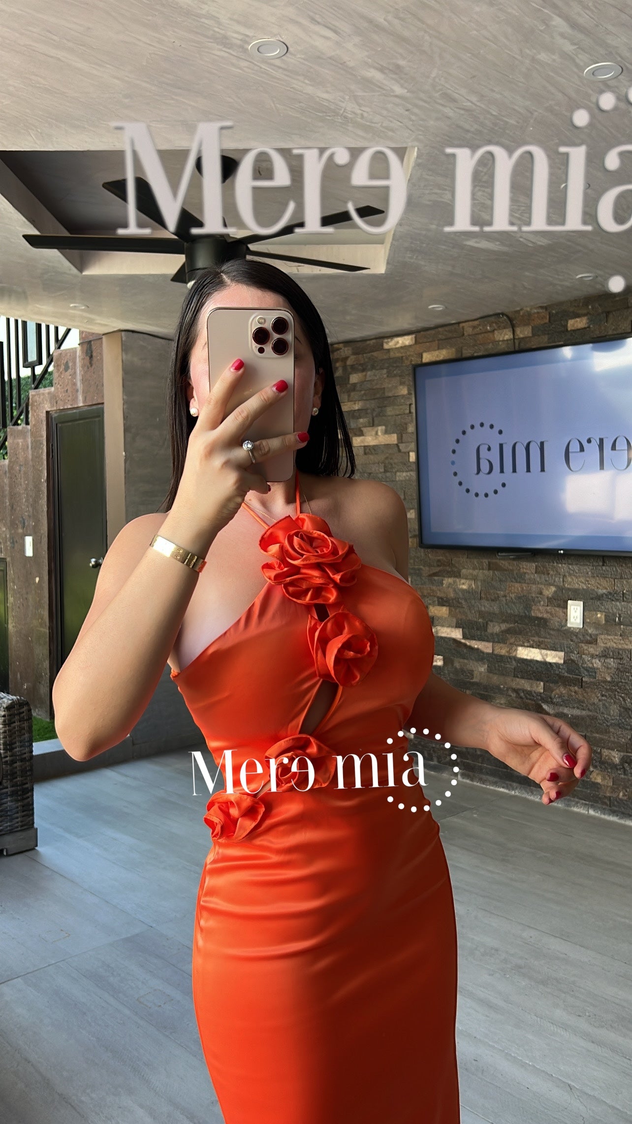 Vestido naranja flores