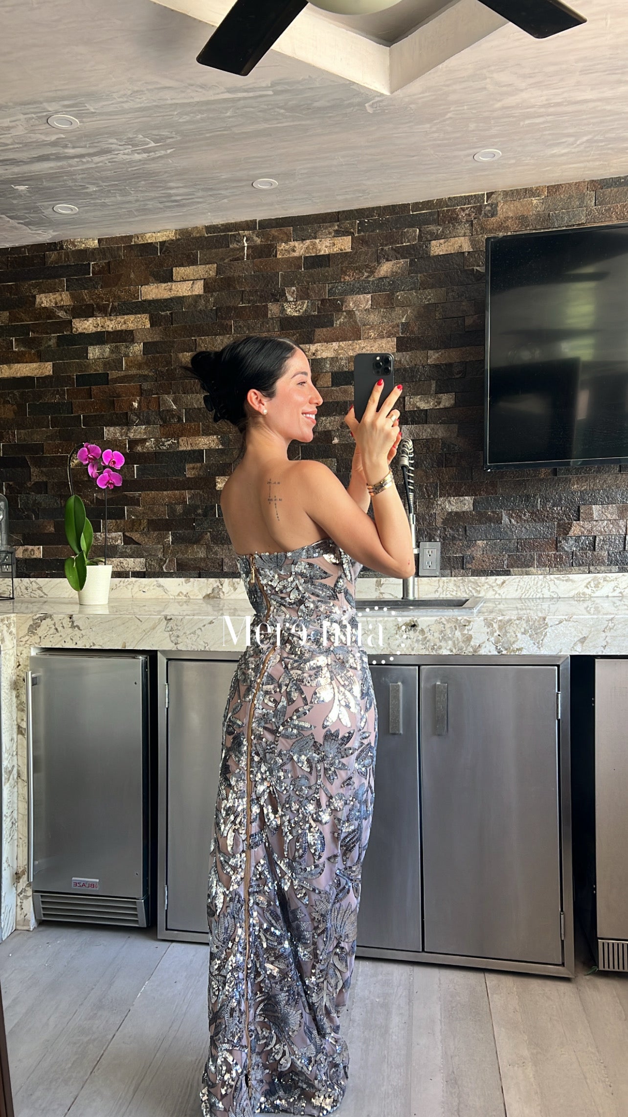 Vestido plata ramas