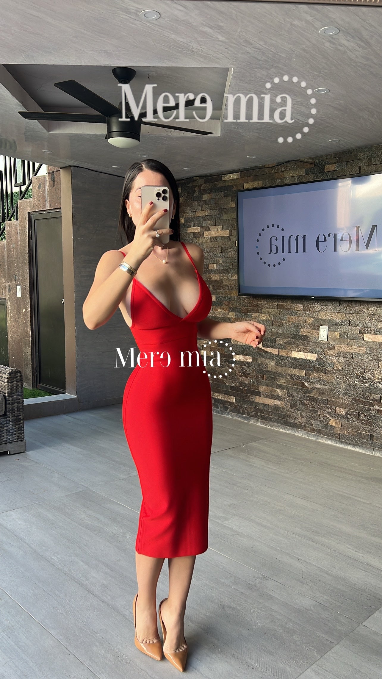 Vestido rojo  midi liso