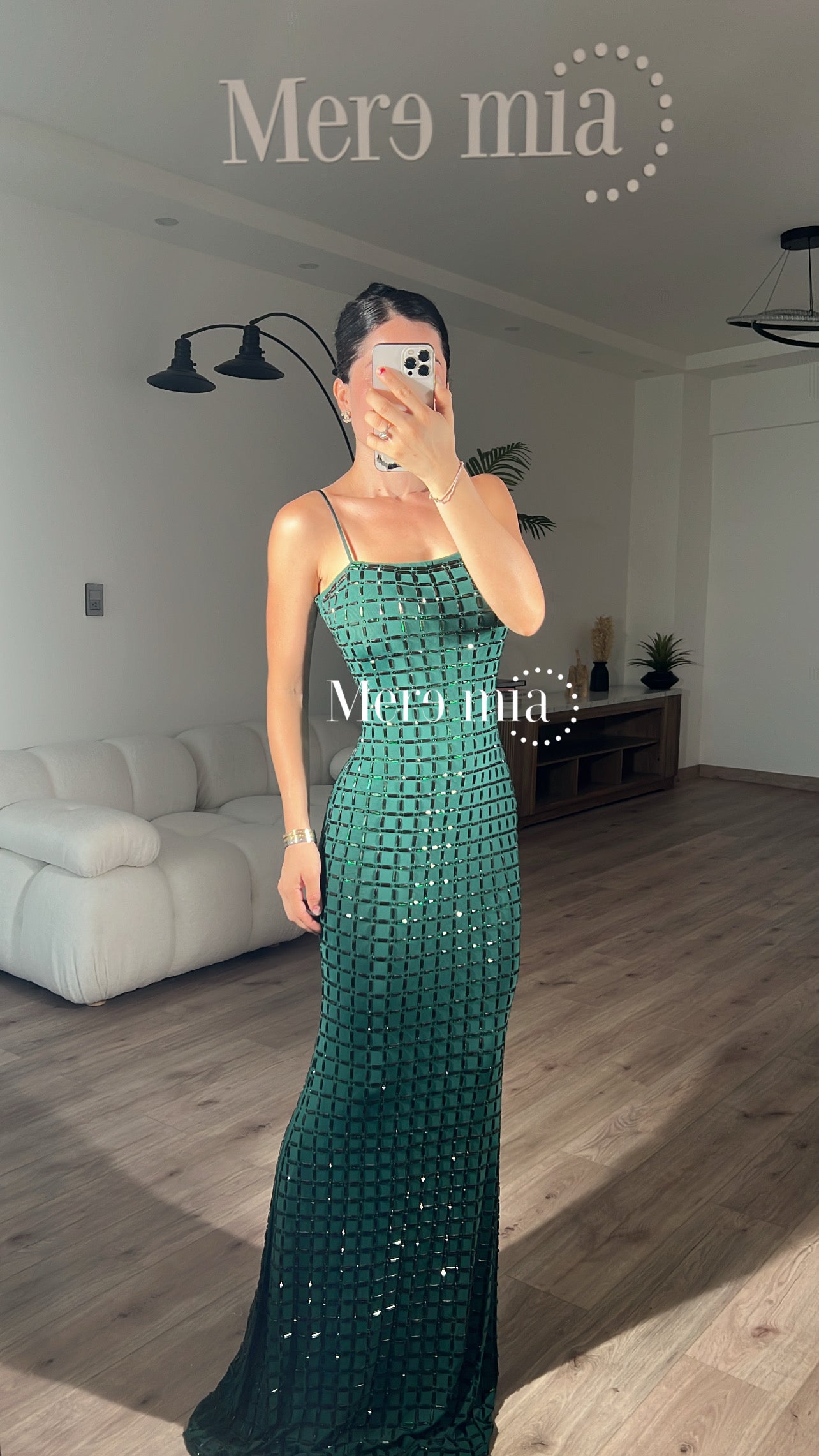 Vestido verde apl largo