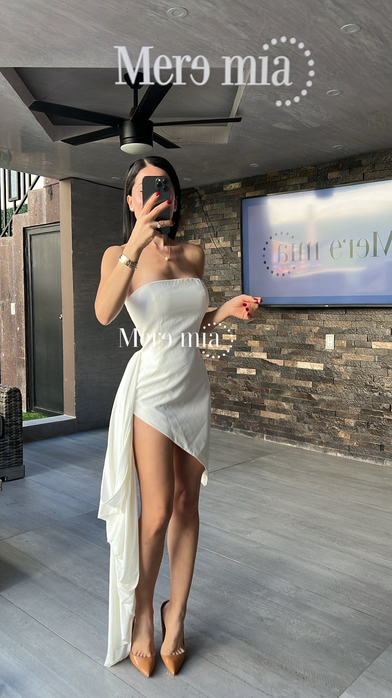 Vestido blanco strapp plisado