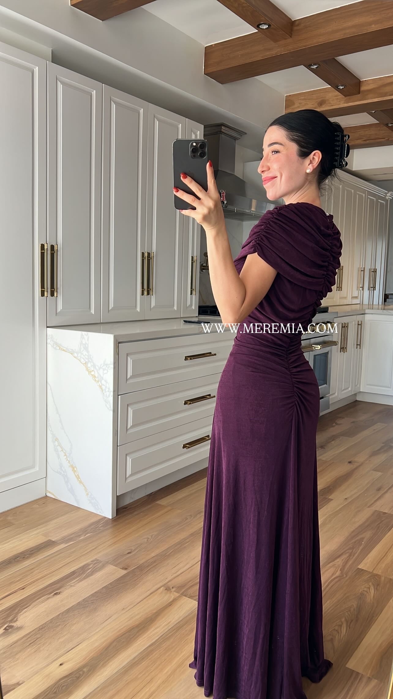 Vestido chal plisado cuello