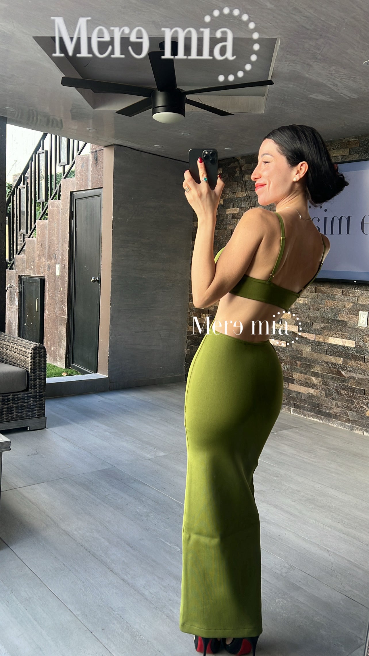 Vestido verdec abert cintura