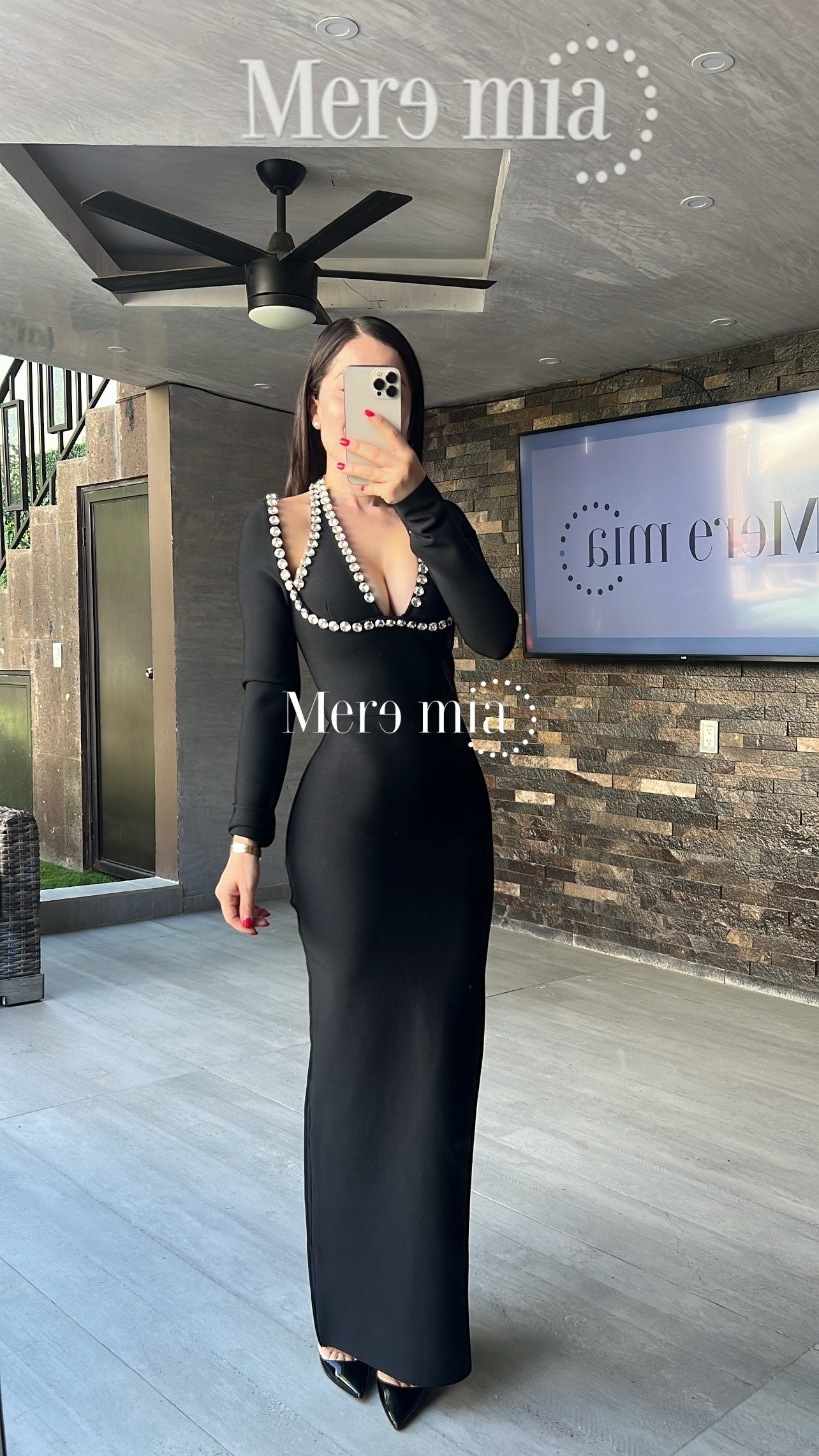 Vestido negro plata ov