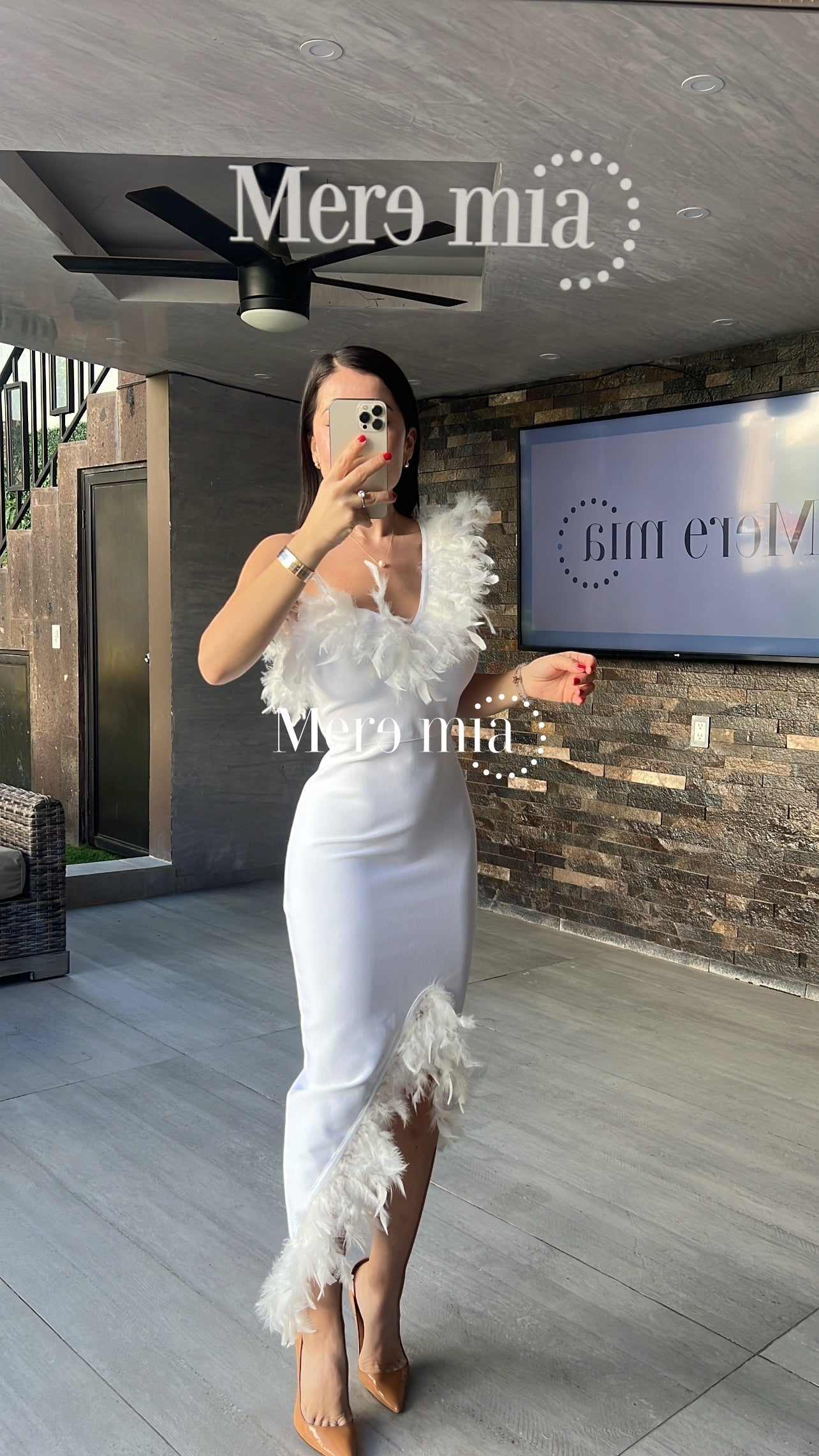 Vestido plumas blanco