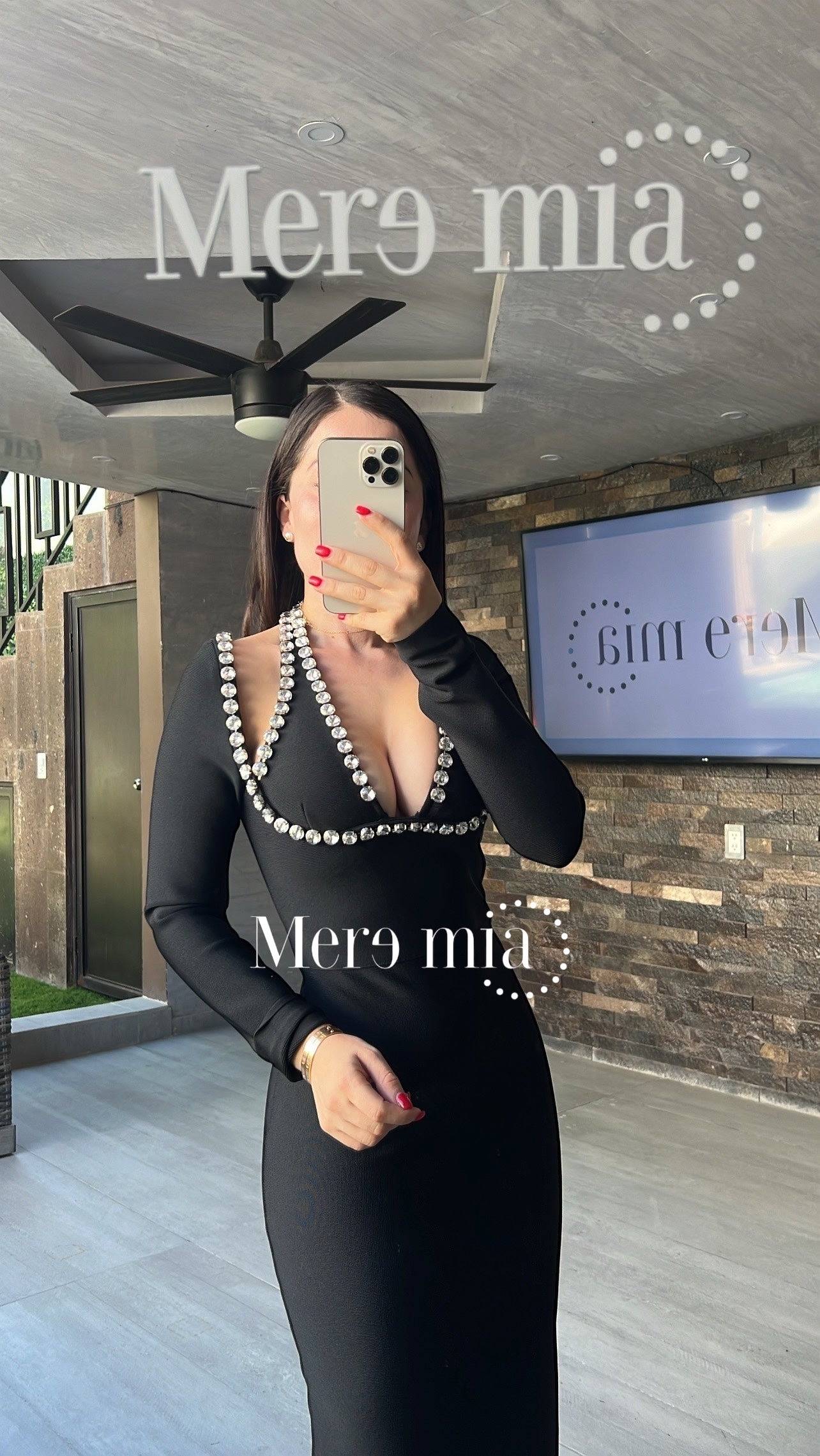 Vestido negro plata ov