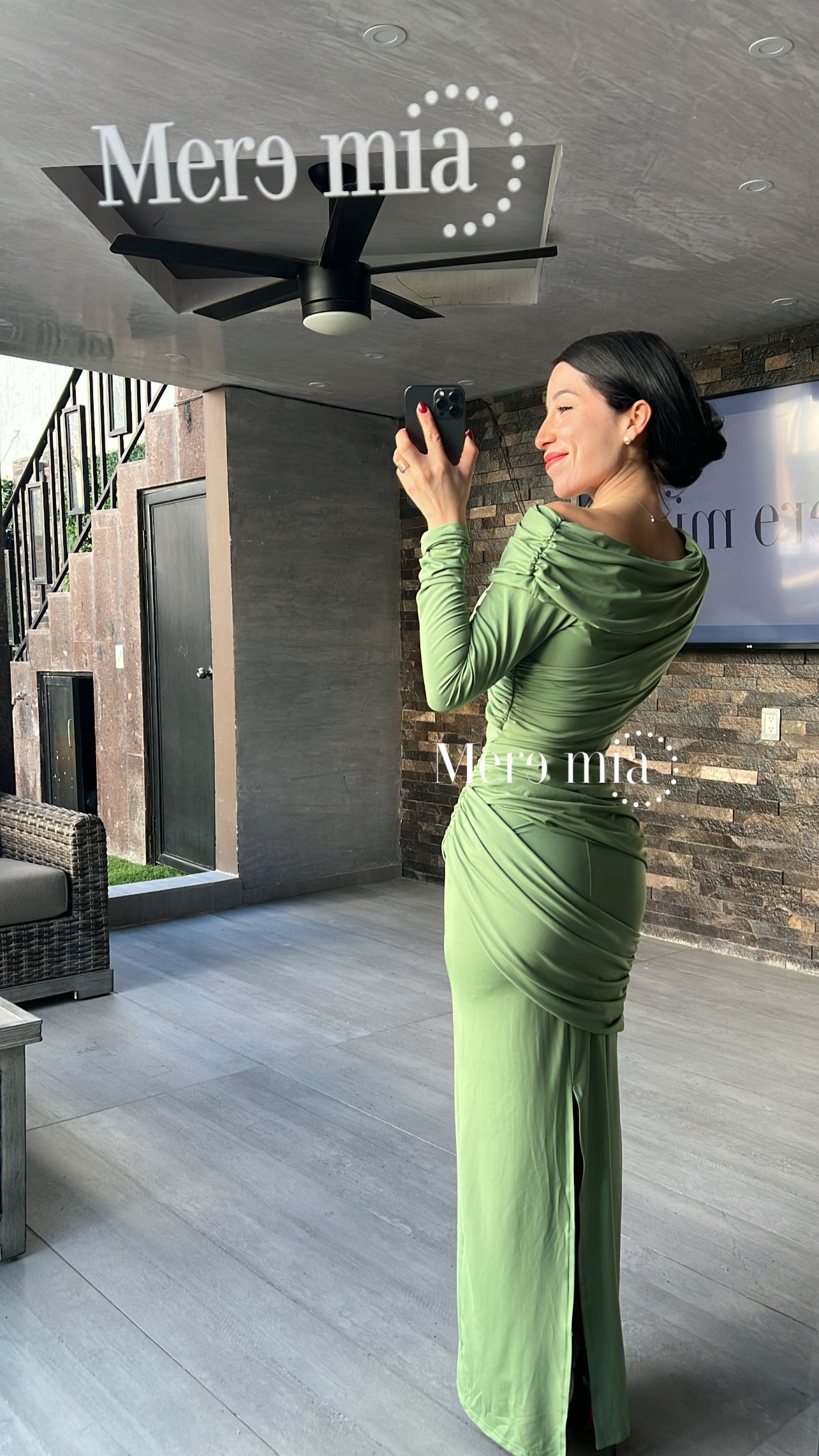 Vestido plisado hombro ml