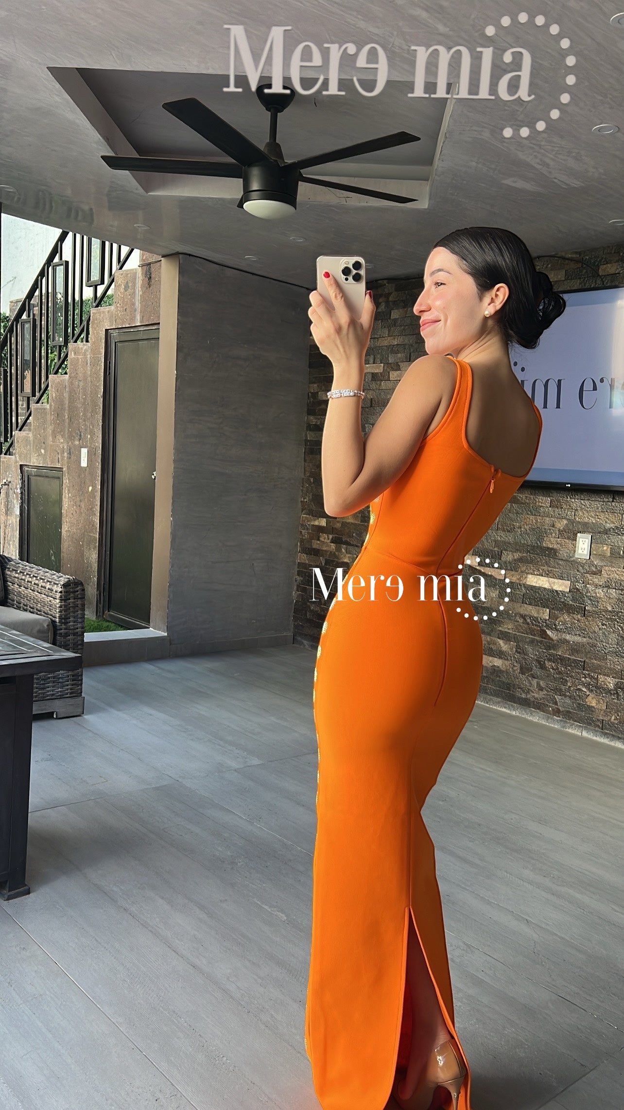 Vestido naranja apl circulos