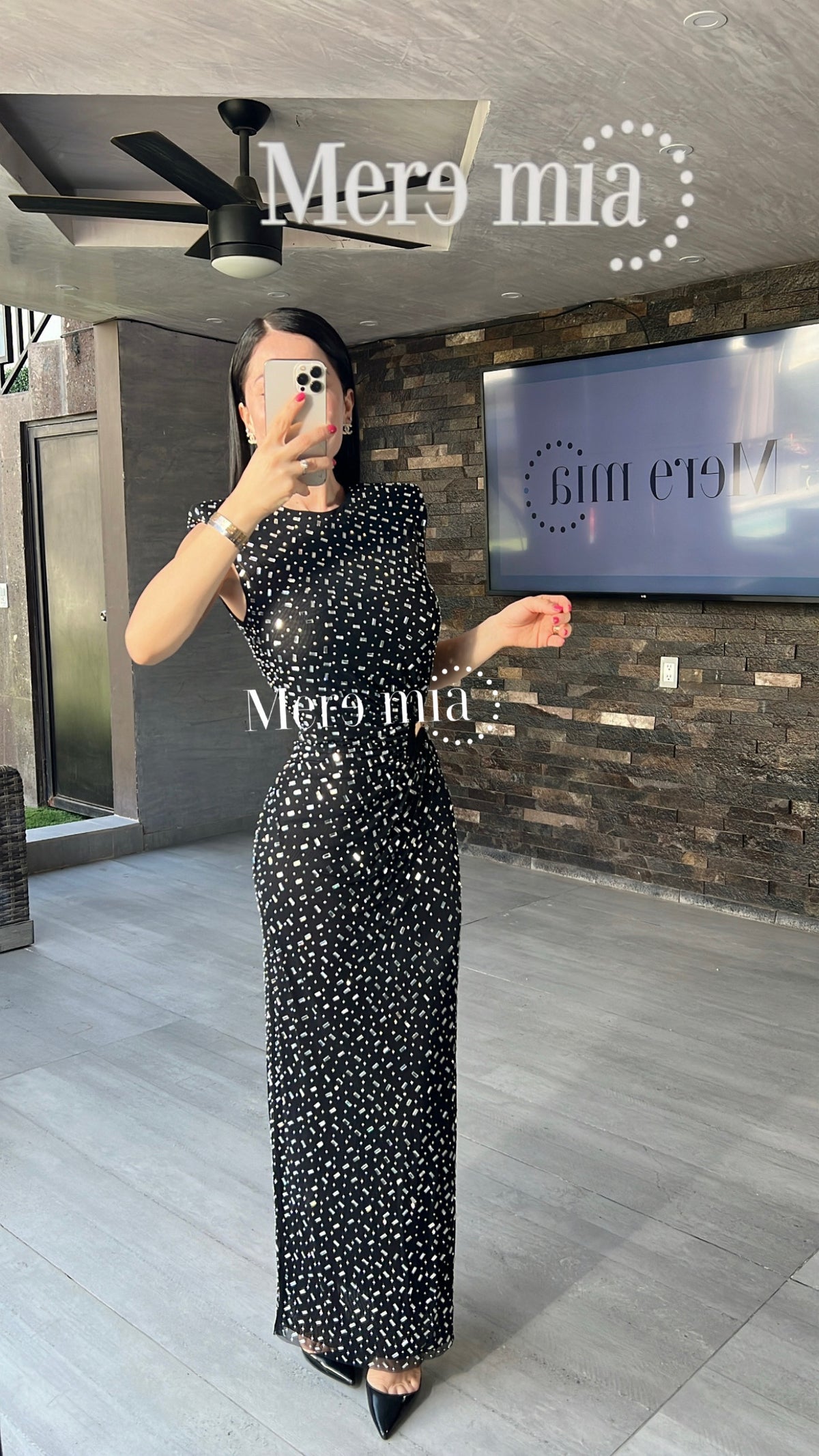 Vestido negro plata abert