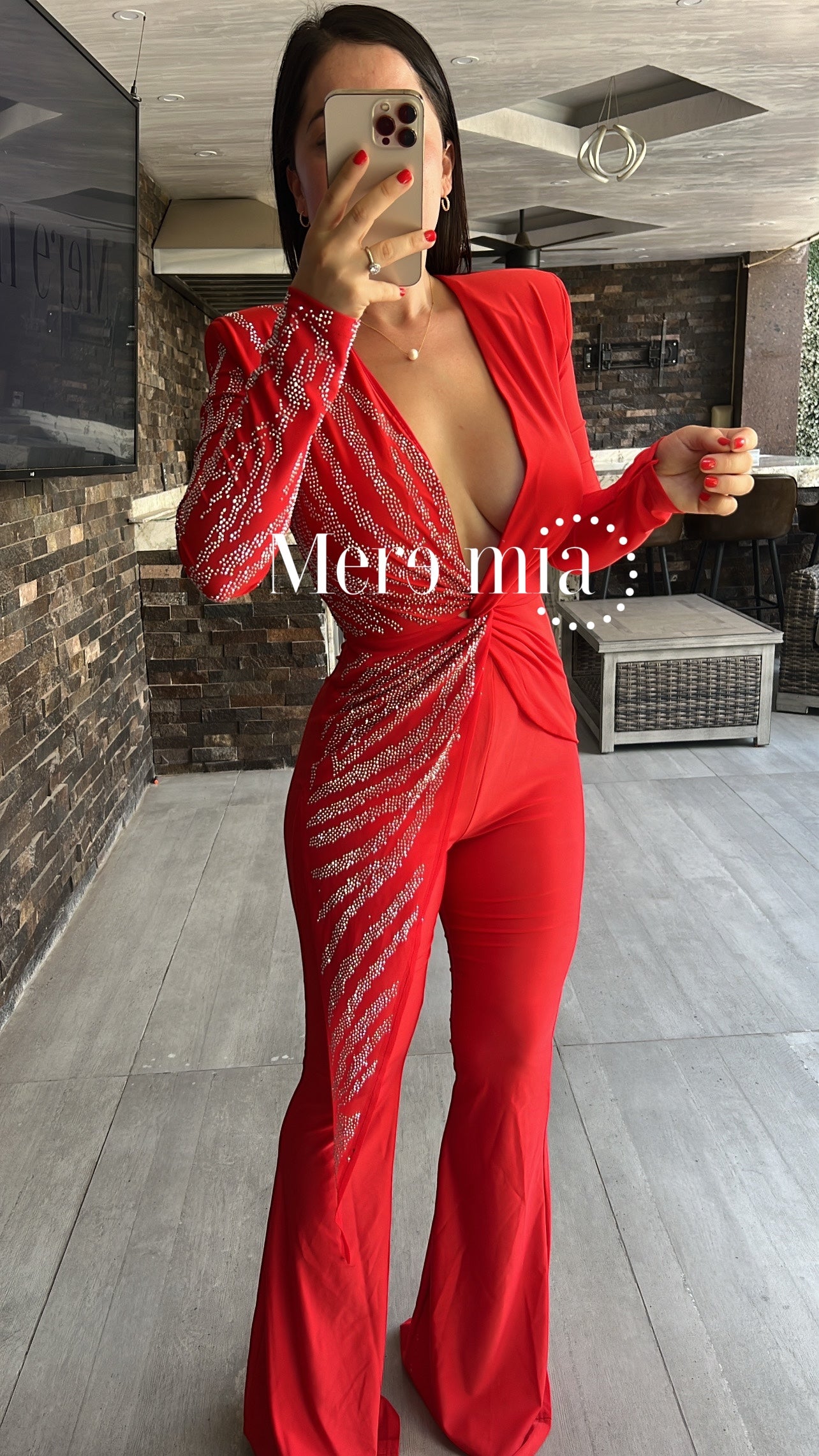 Jumpsuit rojo plata ml