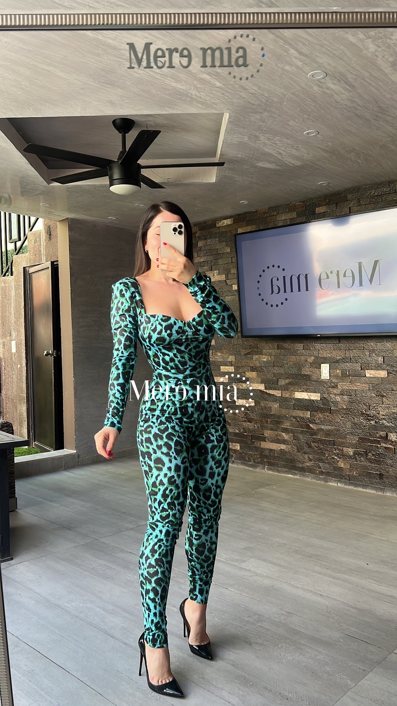 Jumpsuit verde estampado