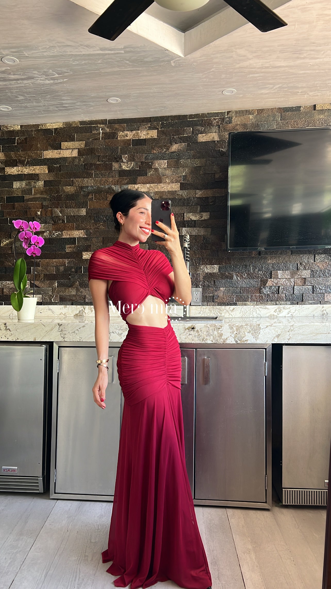 Vestido chal plisado abd