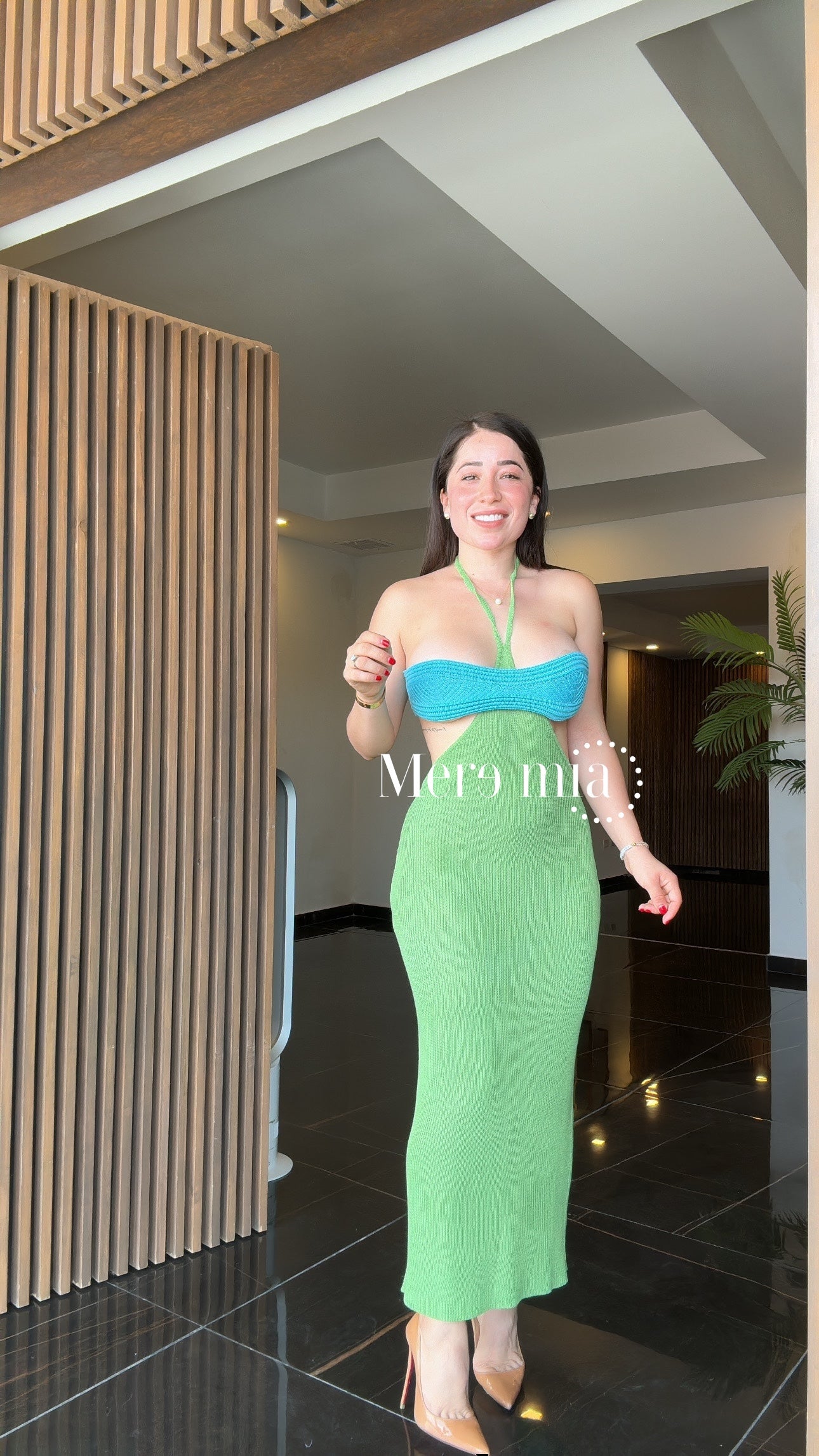 Vestido halter verde azul