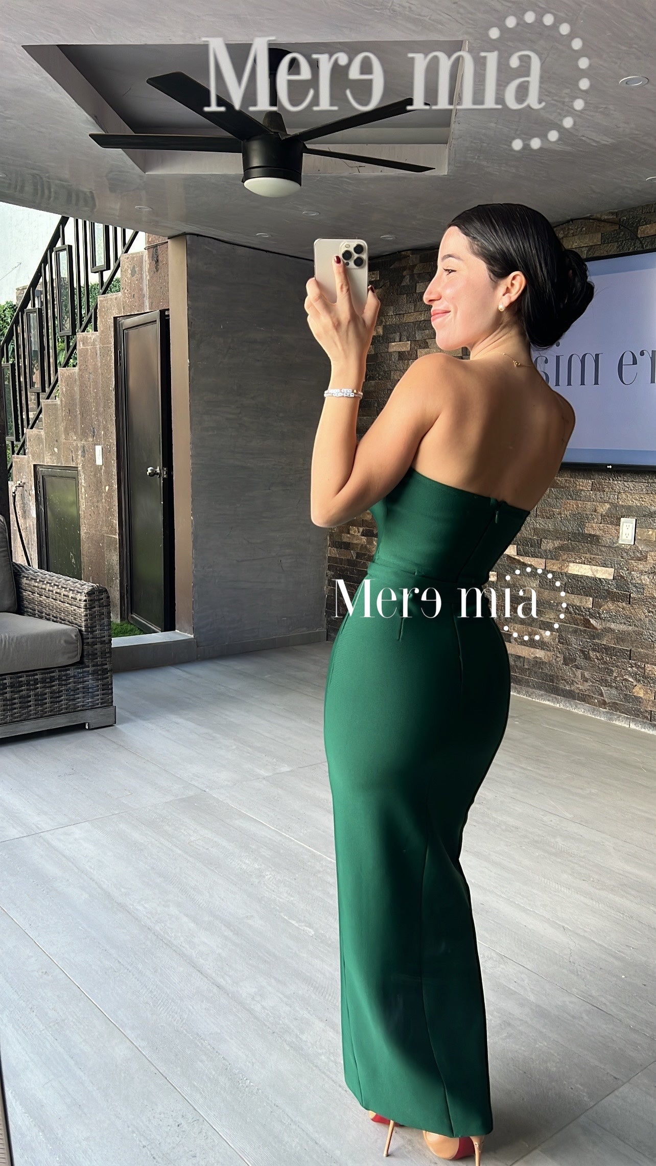 Vestido verde strapples