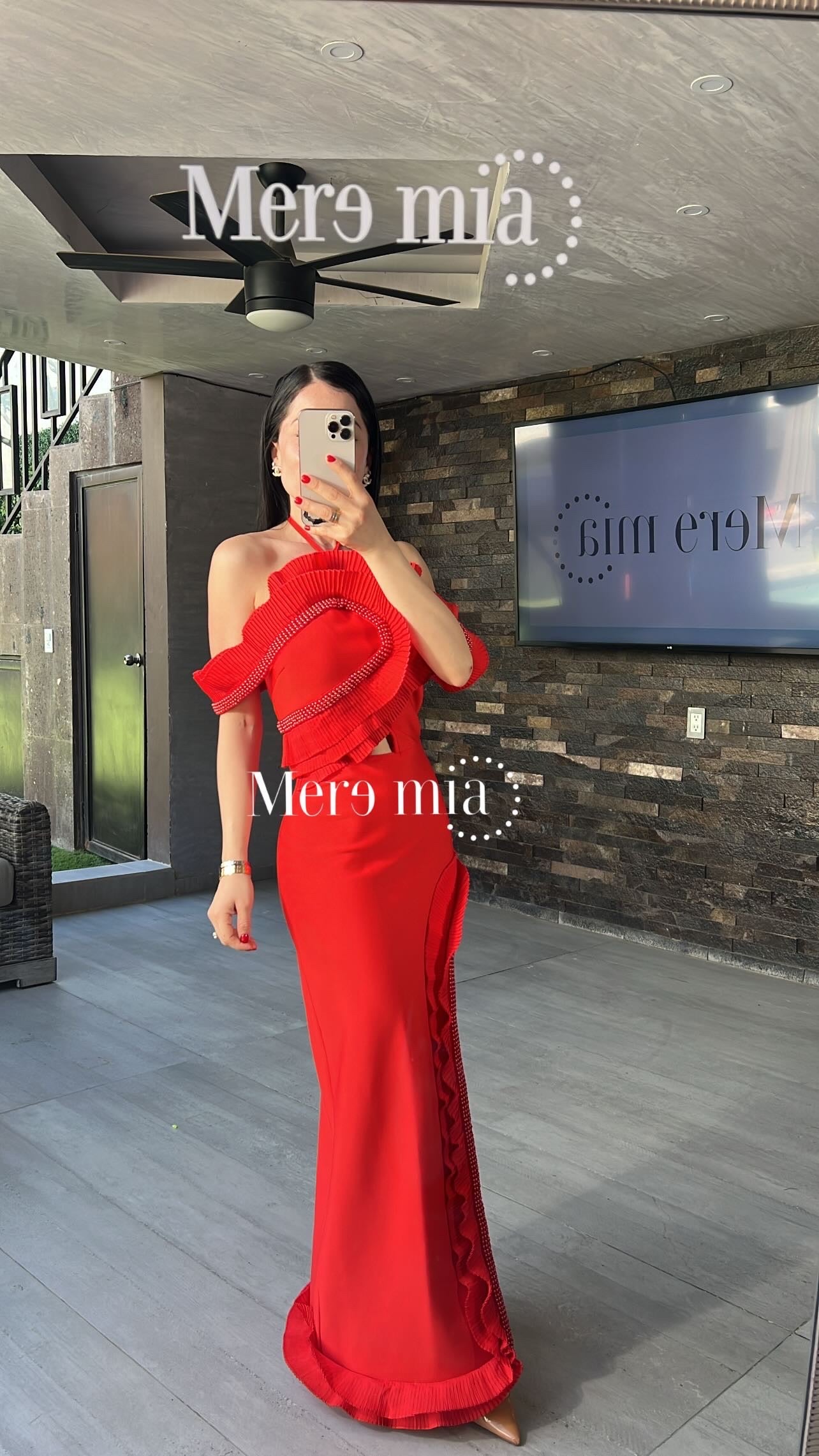 Vestido rojo corr largo