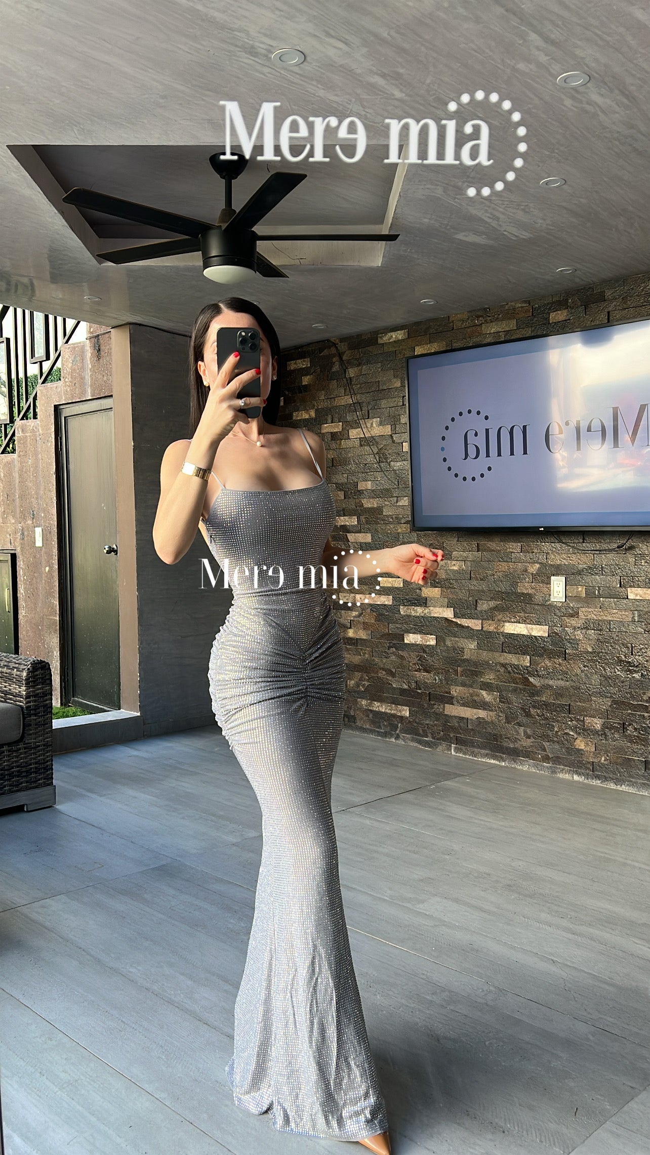 Vestido plata puntos nudo